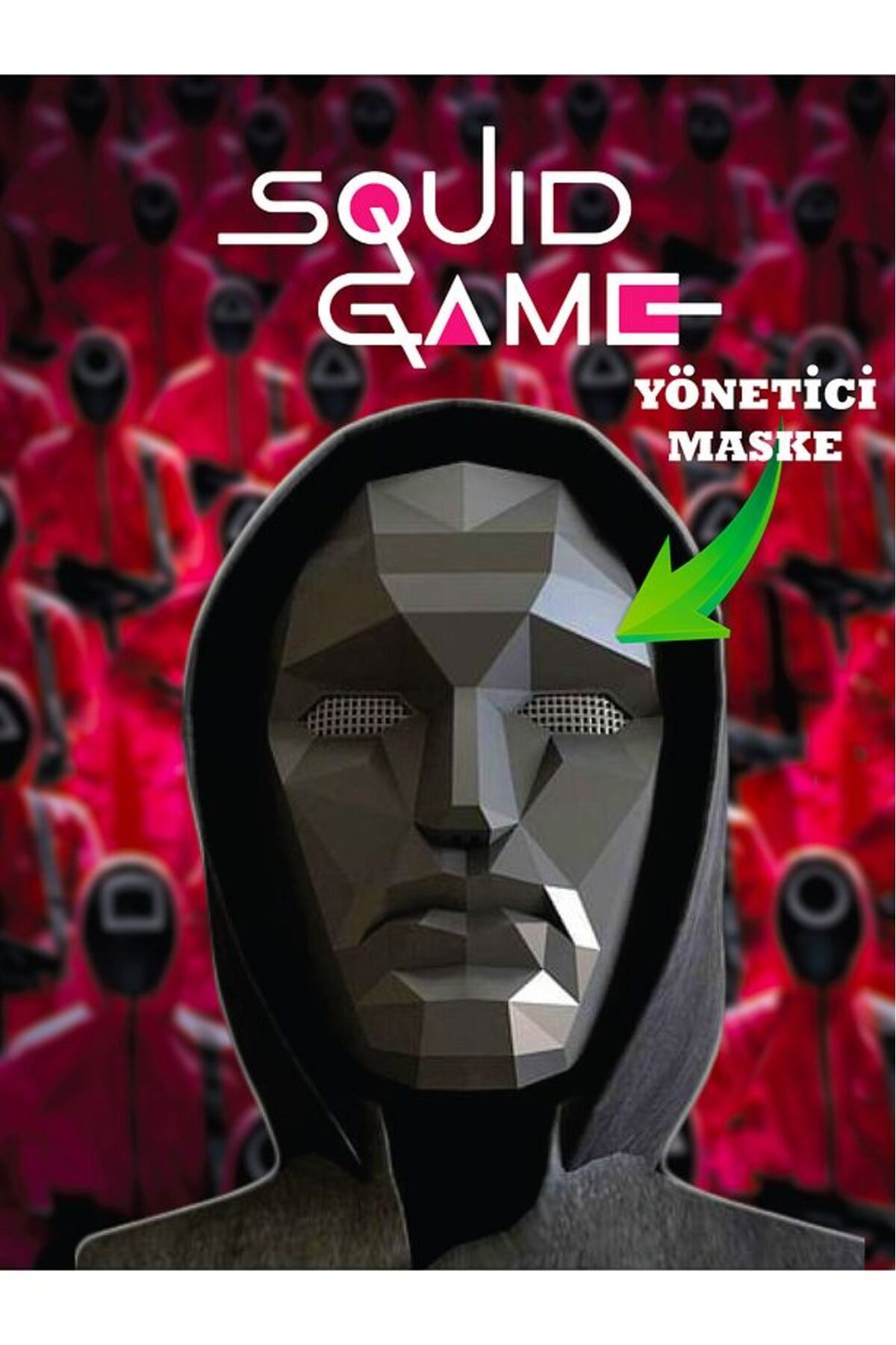 Fırsat7 Squid Game Yönetici Maske Lider Squid Game Maske 1 ADET Siyah Yönetici Lider Maskesi