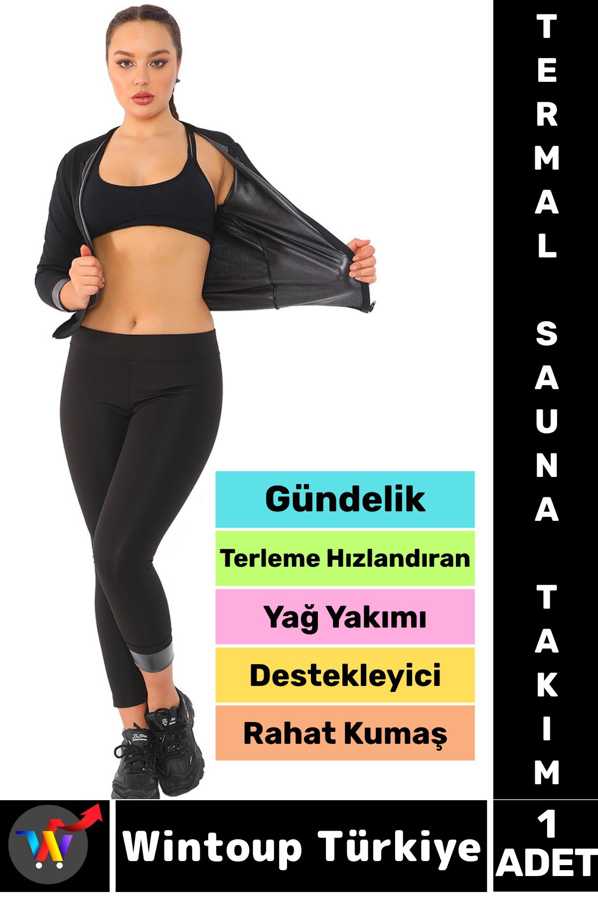 Wintoup Gündelik Spor Kullanım Terleme Hızlandıran Rahat Destekleyici TERMAL SAUNA UZUN KOL TAKIM