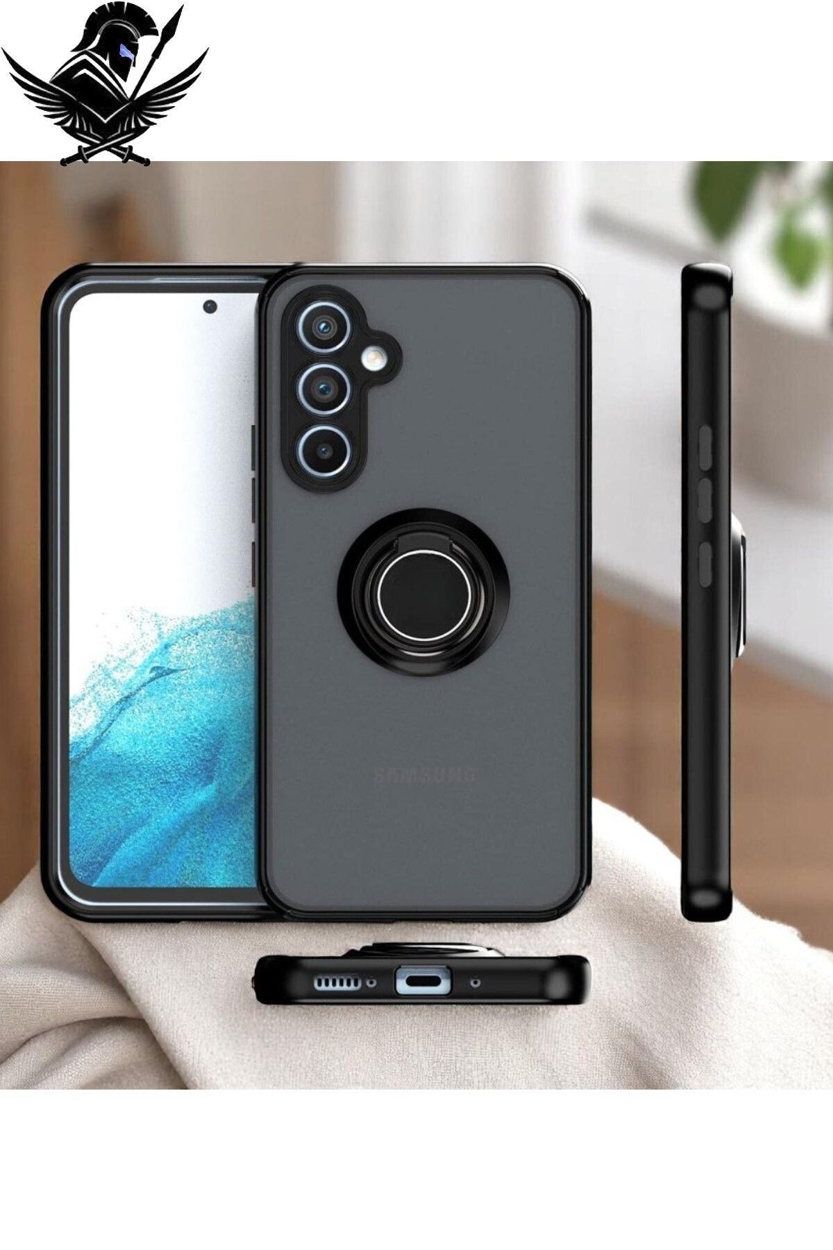 AKSEFİZZ Samsung Galaxy A24 Uyumlu Kılıf Manyetik Yüzüklü Kenarları Renkli Parmak Izi Yapmaz Kapak