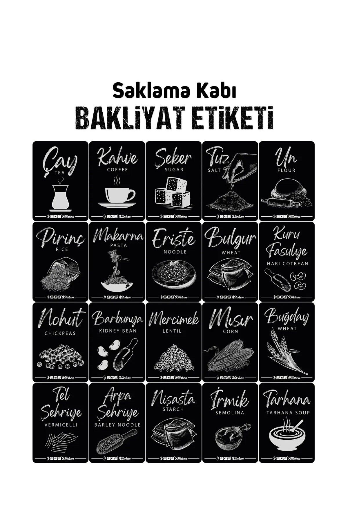 Guria Store 20' Lİ BAKLİYAT ETİKETİ SUYA DAYANIKLI SAKLAMA KABI KAVANOZ STİCKER