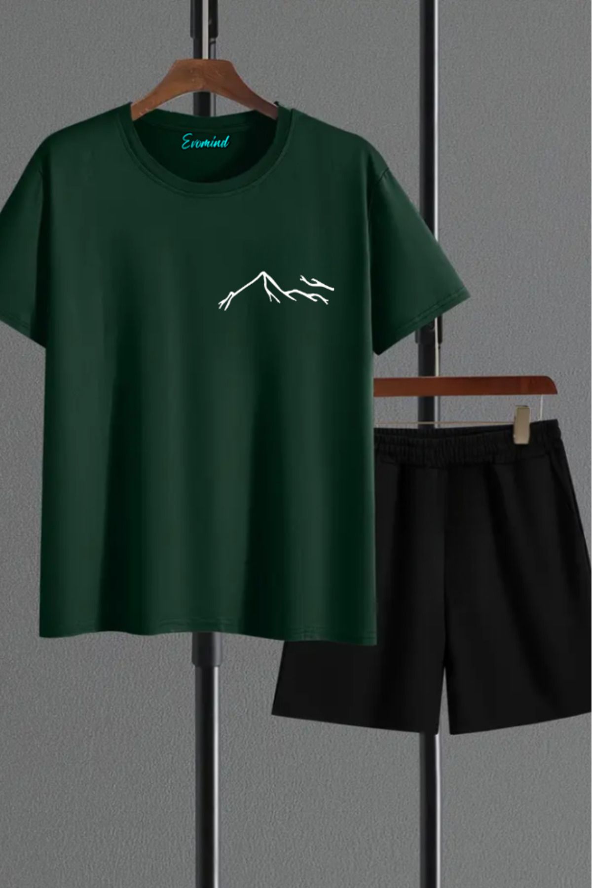 artı4 Dağ Baskılı Unisex Şort T-shirt Takım