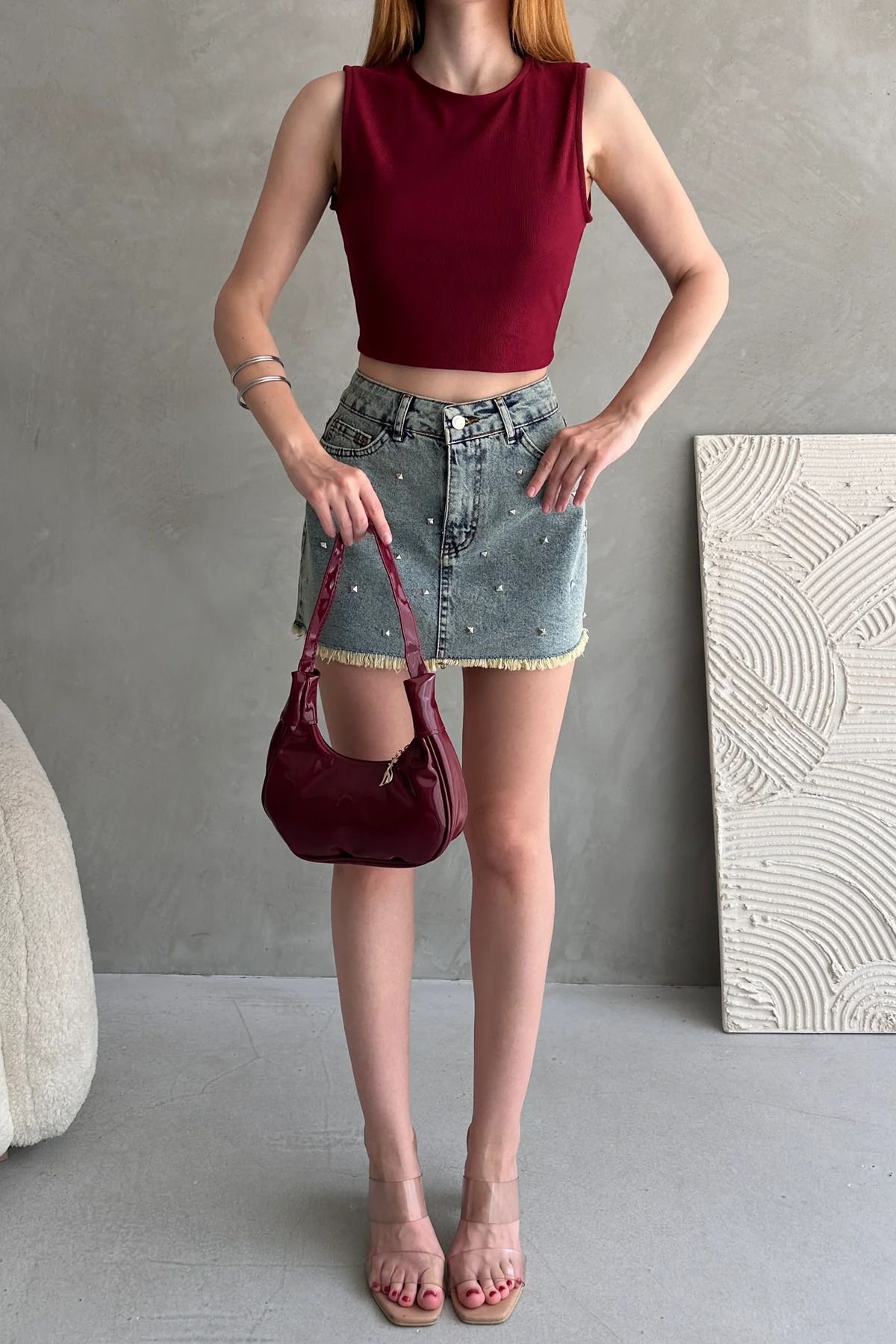 ELLA Kaşkorse Crop Bluz