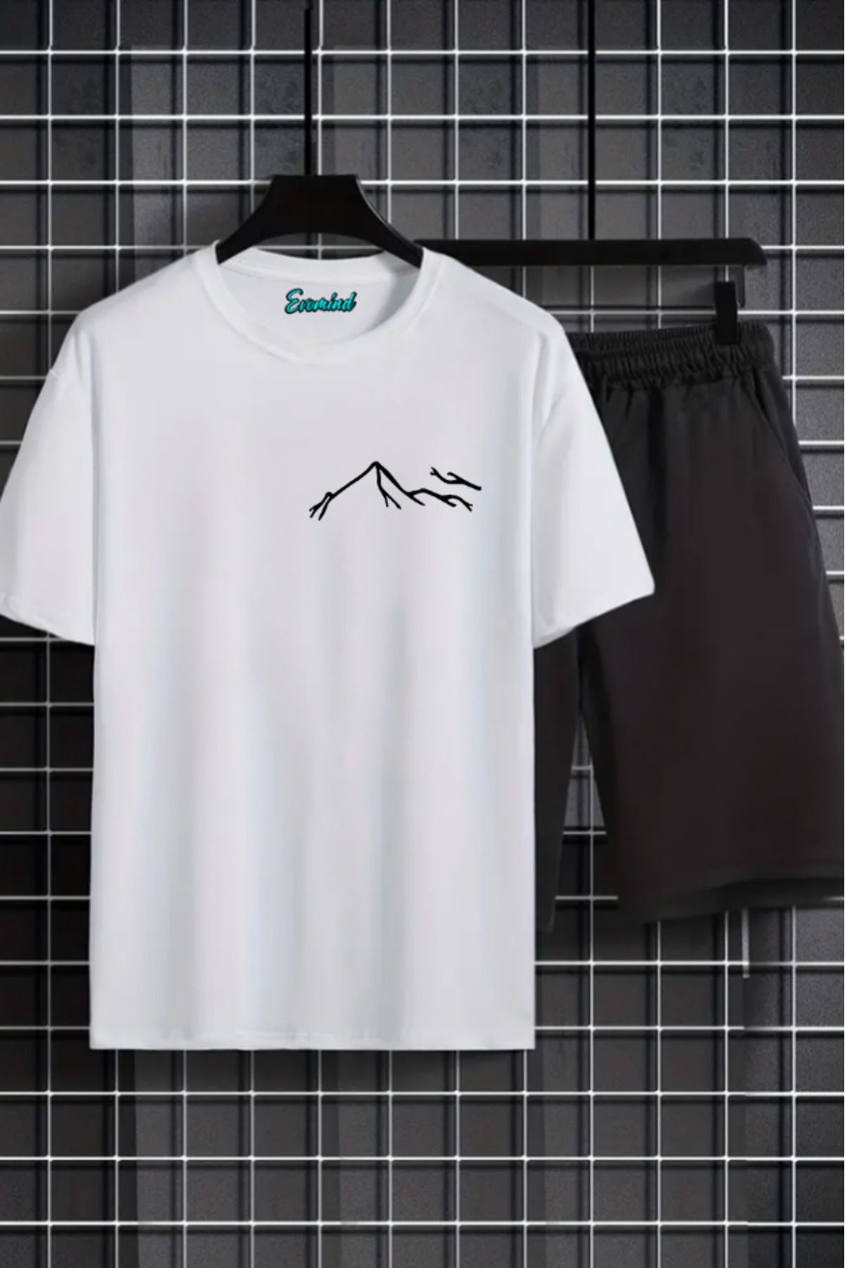 artı4 Dağ Baskılı Unisex Şort T-shirt Takım