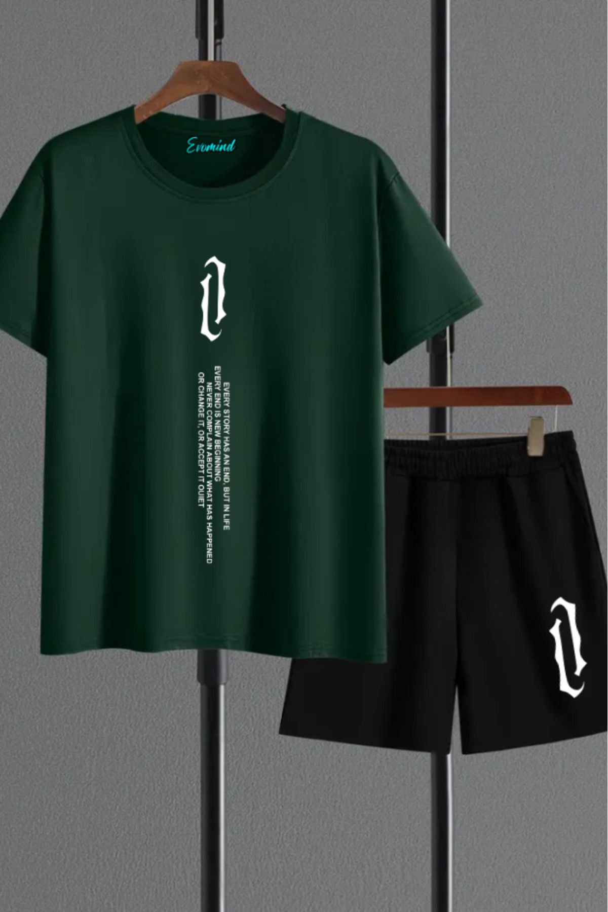 artı4 Dikey Yazı Baskılı Unisex Şort T-shirt Takım
