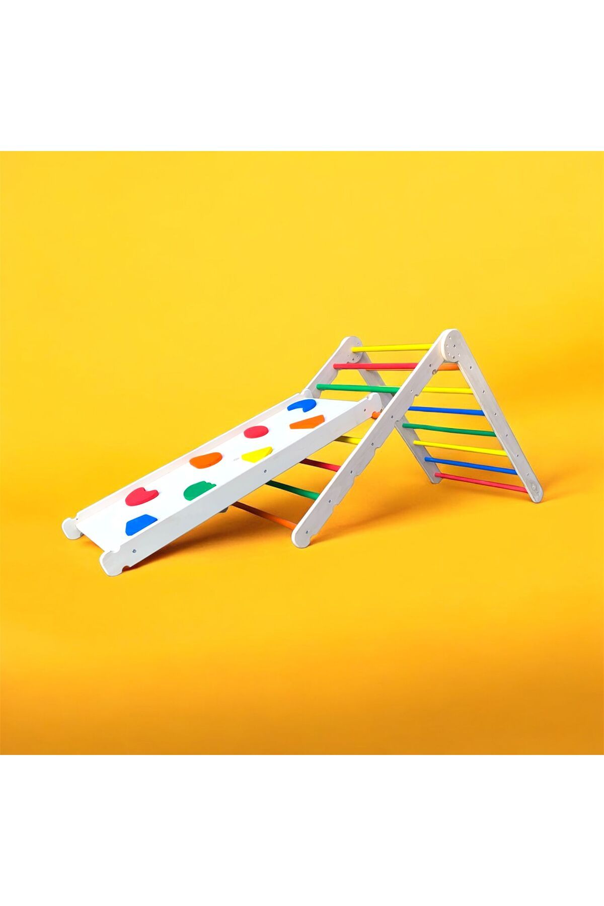 BULUTELEKTRONİK Katlanır Pikler Üçgeni ve Rampa Kaydırak, Renkli Pikler Üçgeni, Pikler Toys