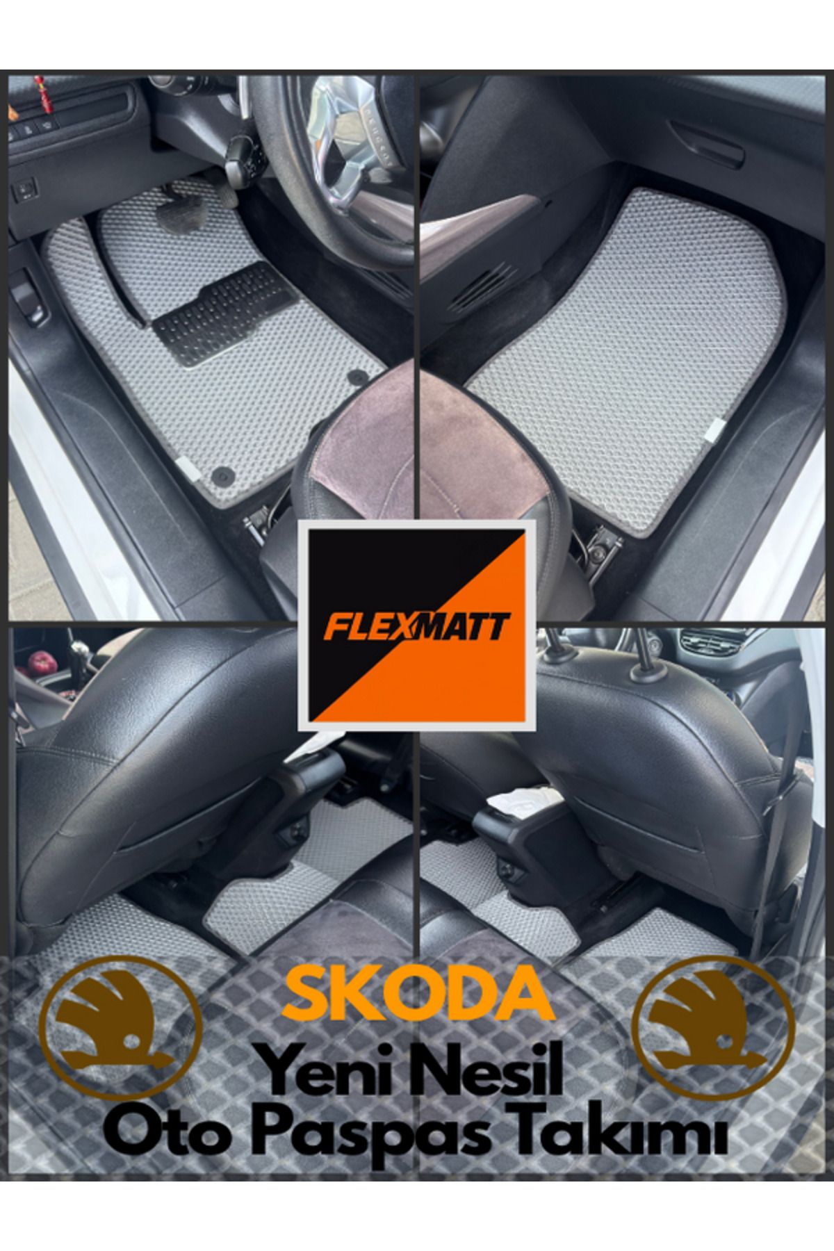 Florex Skoda Superb (2024-2025) Araç İçi Akıllı Oto Paspas Takımı / Kırmızı