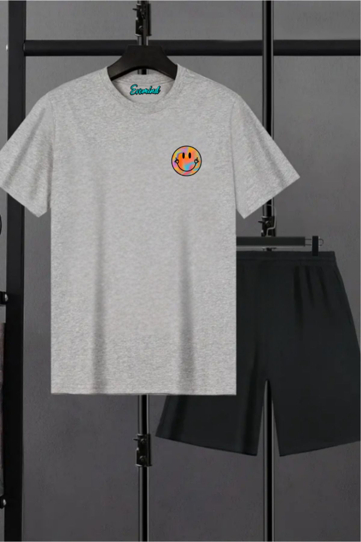 artı4 Emoji Baskılı Unisex Şort T-shirt Takım