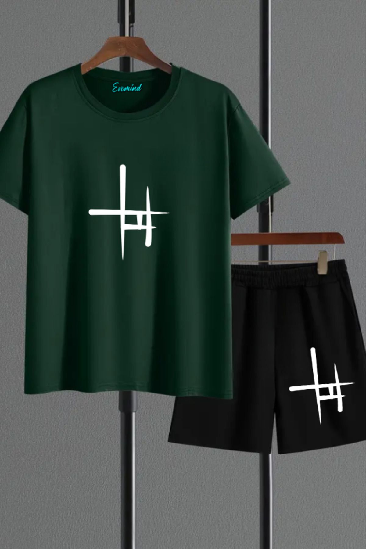 Evomind Artı Baskılı Unisex Şort T-shirt Takım