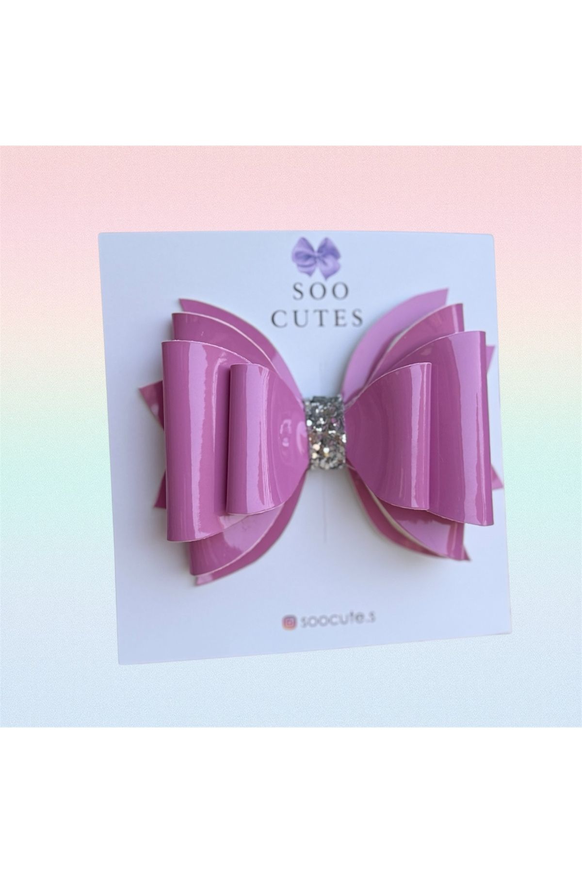 Cute Parıltı Detaylı Pembe Fiyonk Toka