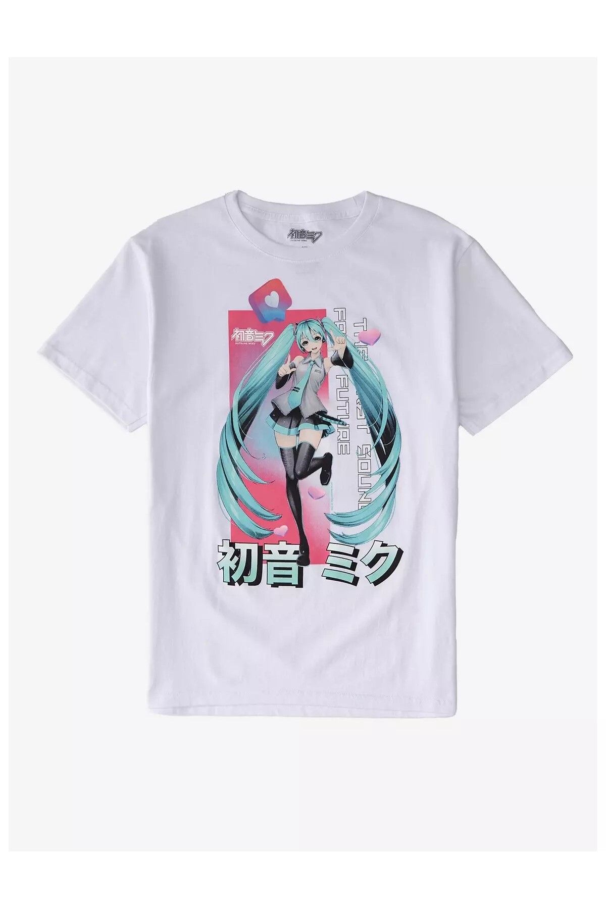 DEEFWEAR Beyaz Hatsune Miku Future Ön Baskılı Unisex Oversize Tshirt