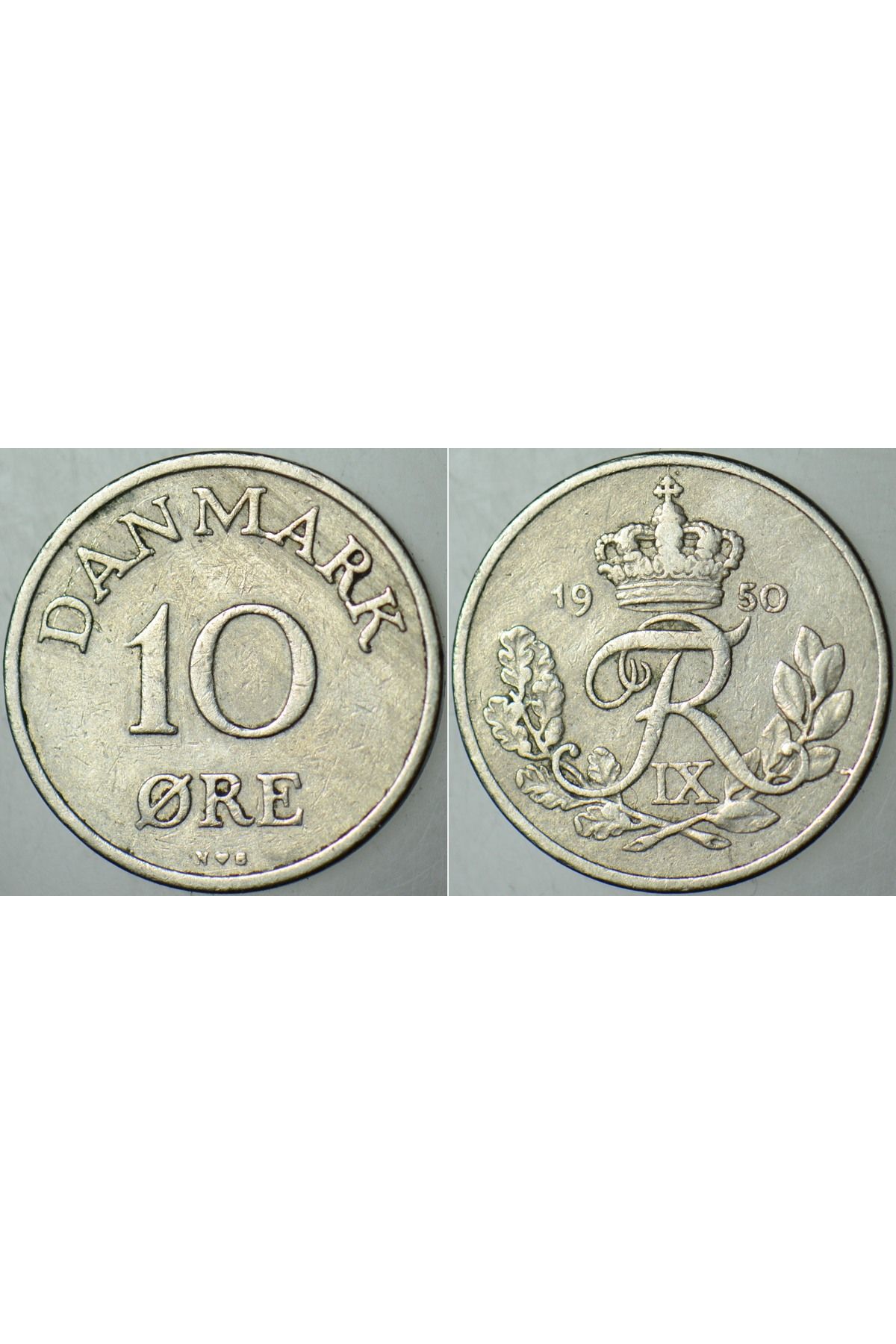 Banknoting DANİMARKA 10 ÖRE 1950 KRAL 9. FREDERİK DÖNEMİ. 17,9 mm