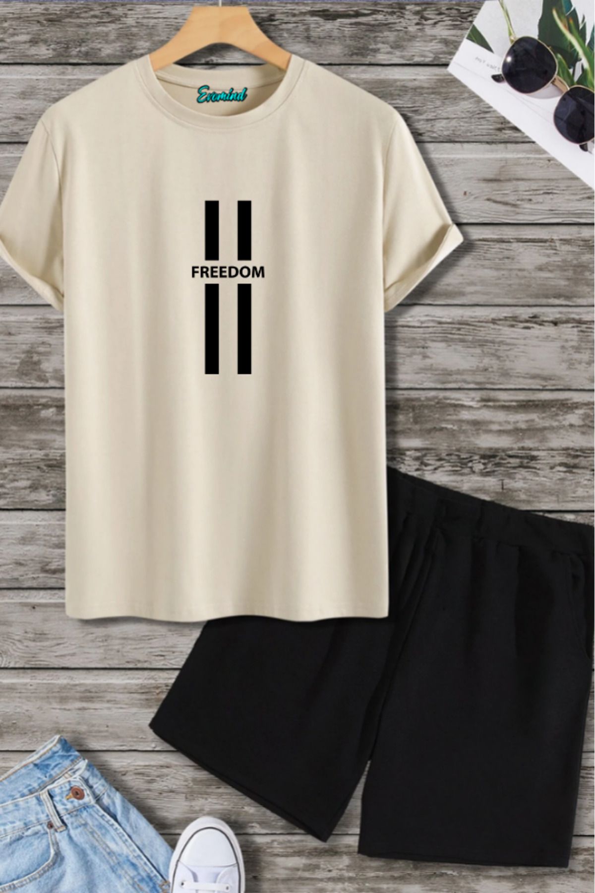 artı4 Freedom Baskılı Unisex Şort T-shirt Takım