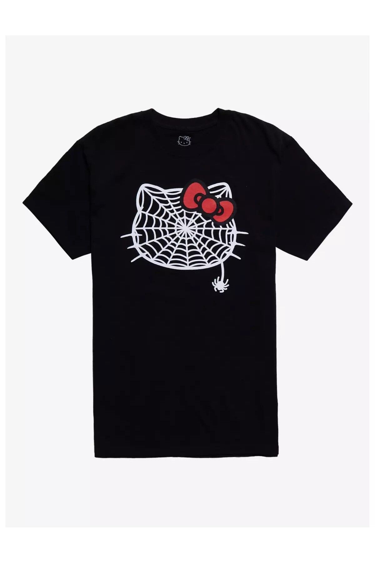 DEEFWEAR Siyah Hello Kitty Spiderweb Ön Baskılı Unisex Oversize Tshirt