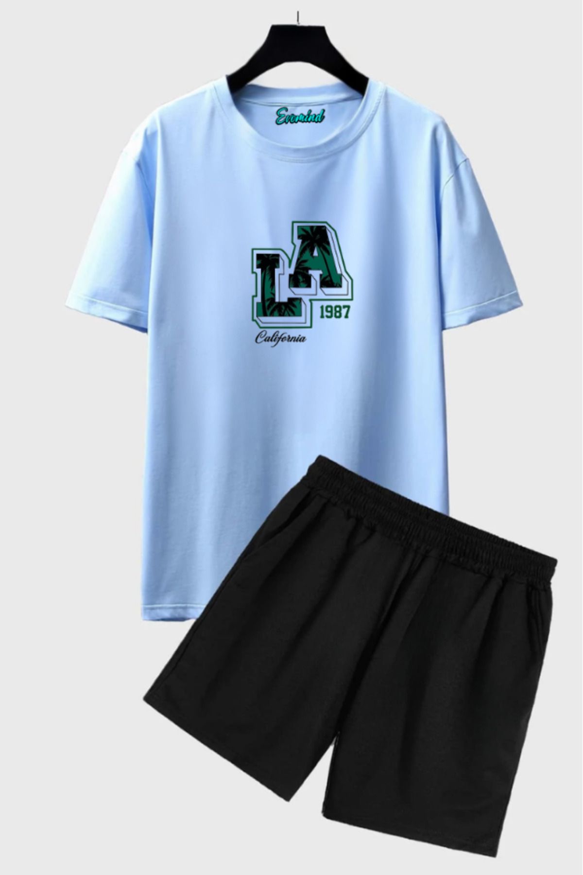 SevMode Los Angeles Baskılı Unisex Şort T-shirt Takım