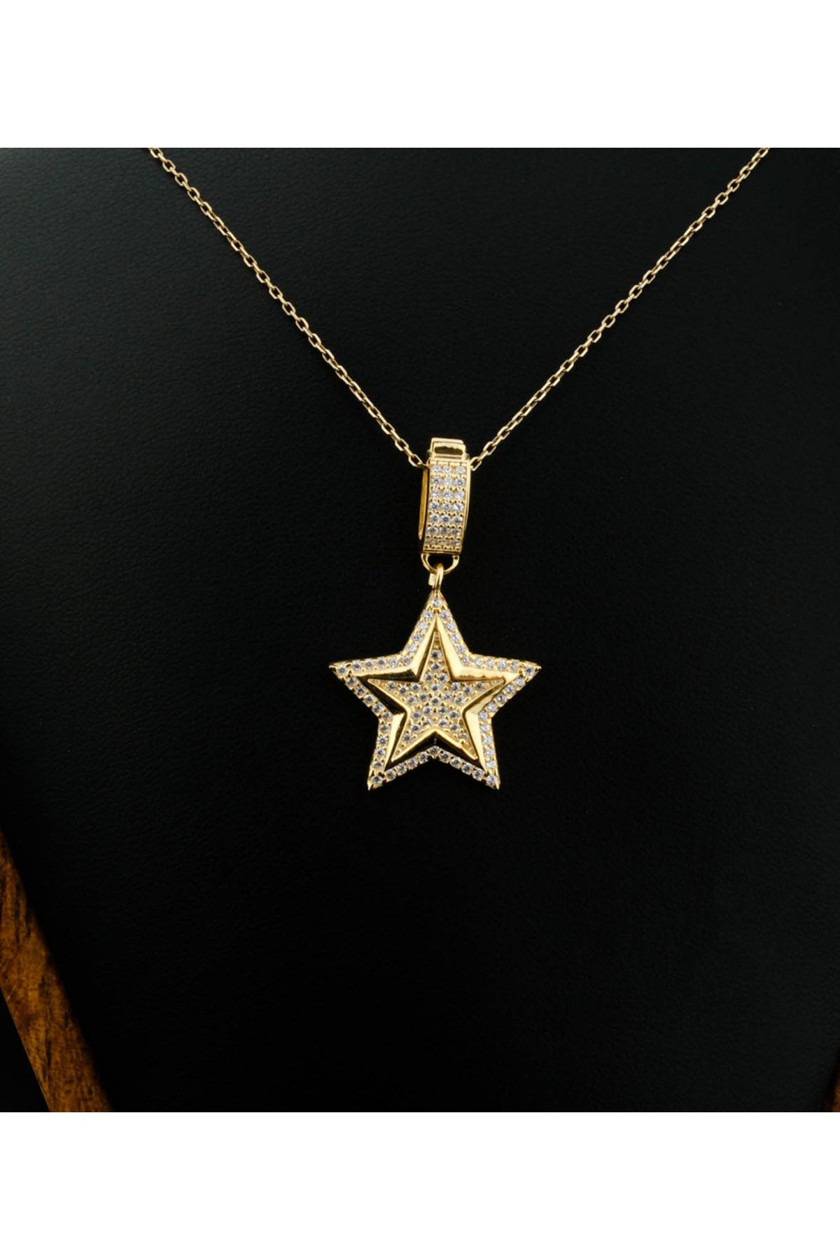 HND collection Yıldız Model Gold Renk Çelik Kolye Işıltılı ve Şık Tasarım