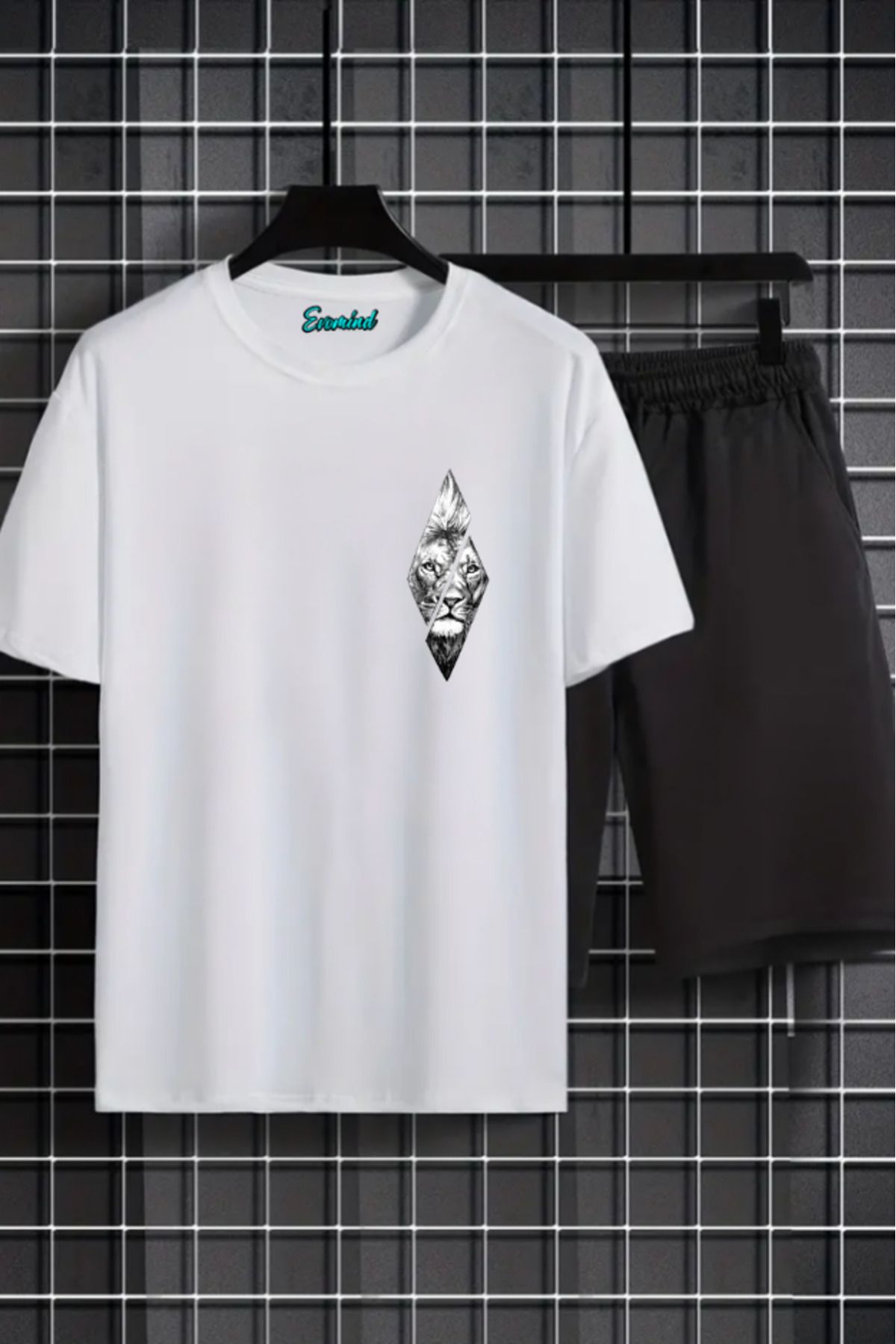 artı4 Aslan Baskılı Unisex Şort T-shirt Takım