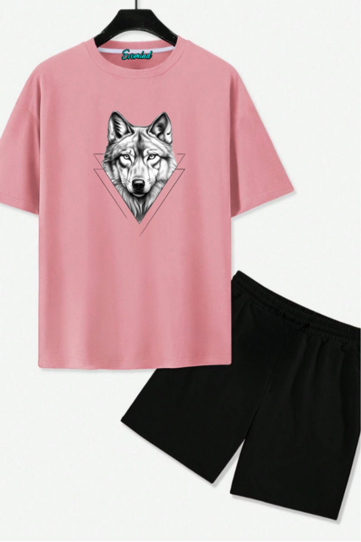 artı4 Kurt Baskılı Unisex Şort T-shirt Takım