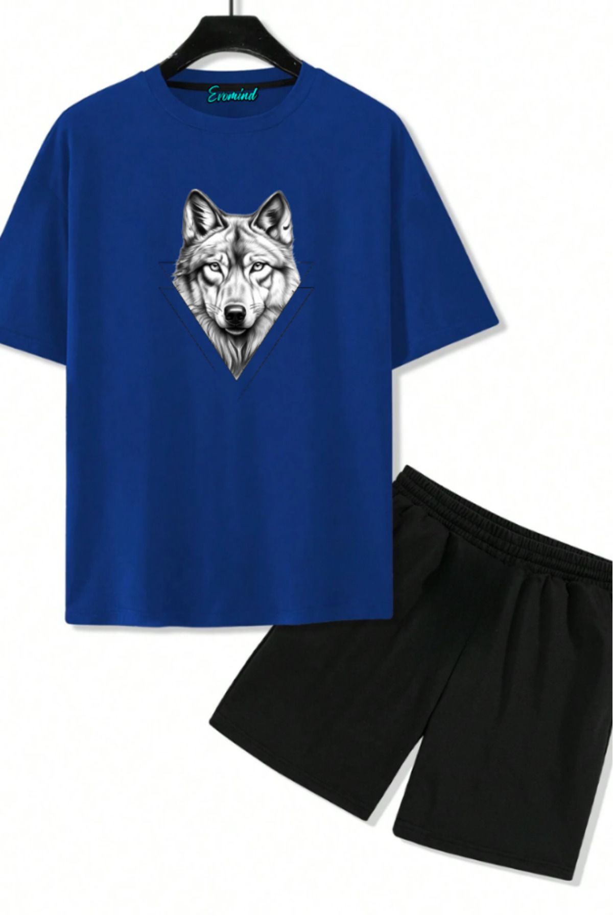 artı4 Kurt Baskılı Unisex Şort T-shirt Takım