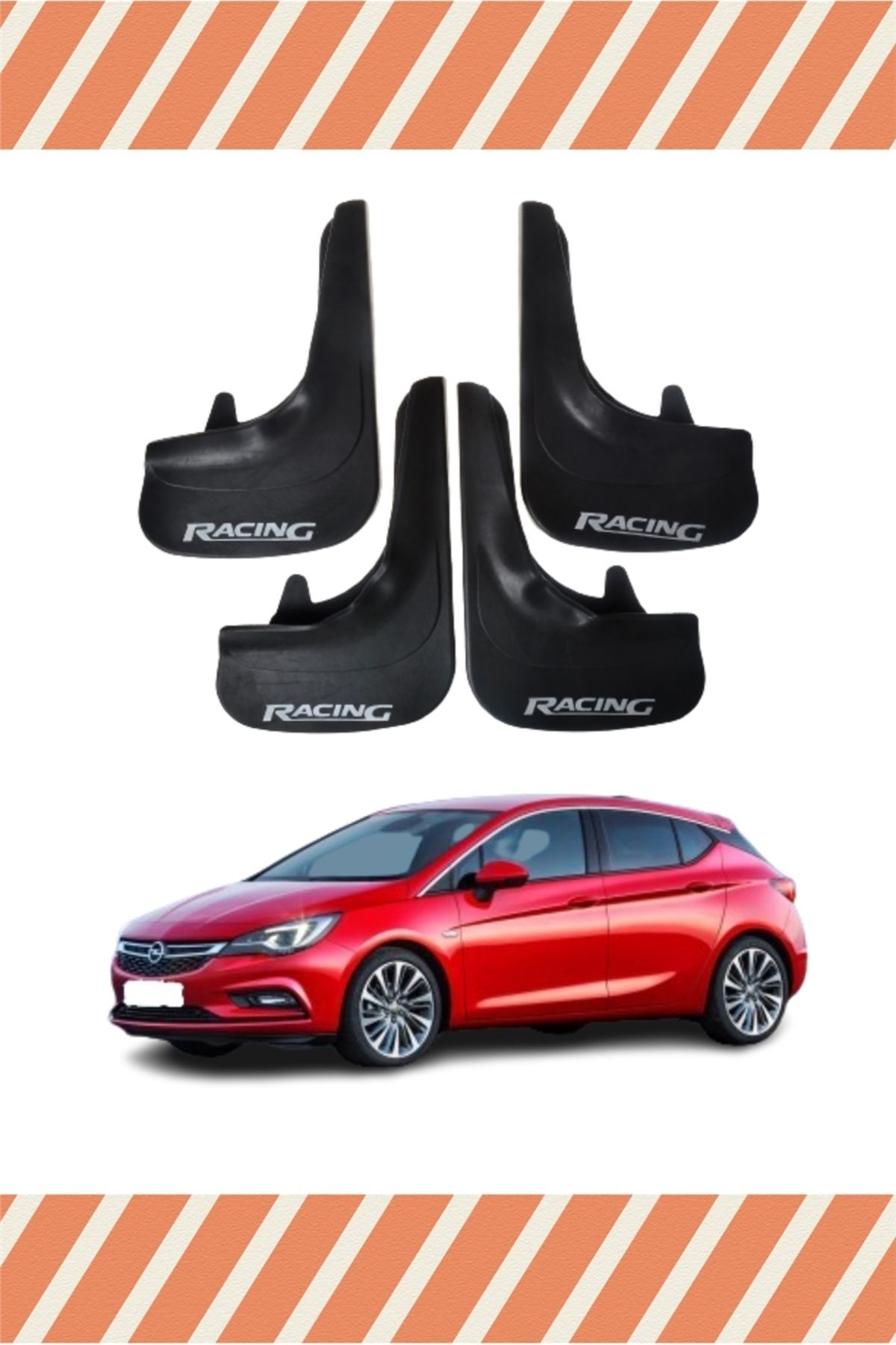 Alpax Opel Astra K Hb 2015-2020 Racing yazılı 4’lü tozluk çamurluk paçalık modern tasarım
