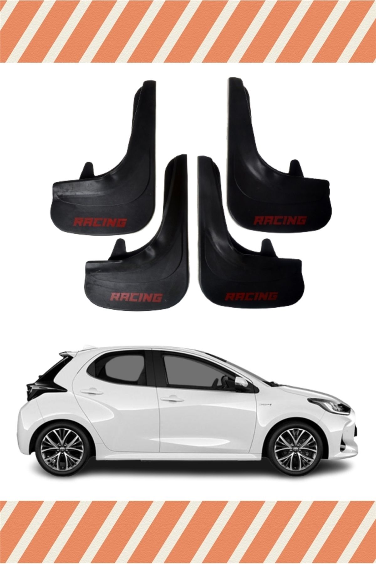 Alpax Toyota Yaris Racing yazılı 4’lü tozluk çamurluk paçalık, şık ve dayanıklı koruma sağlar