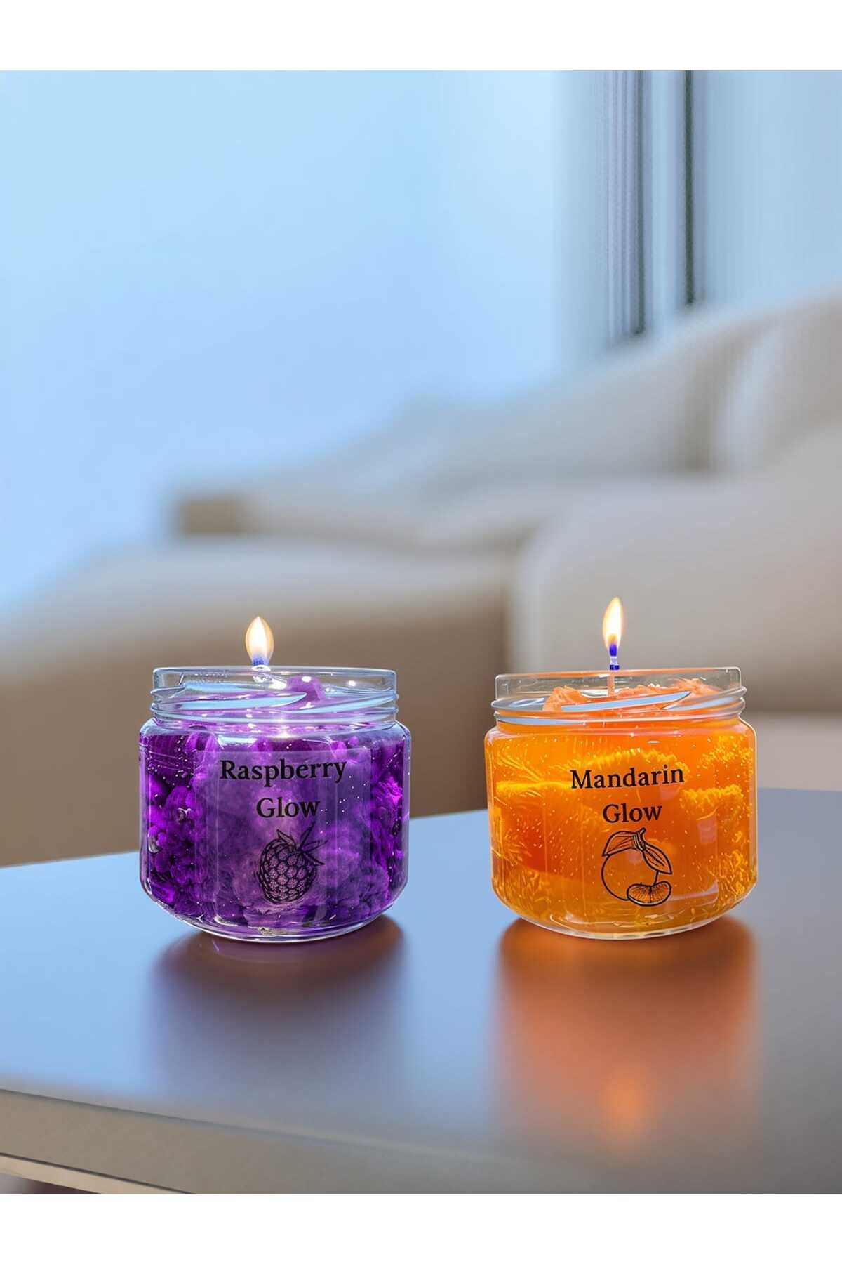 LUMİNARY CANDLE 2'li Mandalina ve Ahududulu Jel Mum Seti