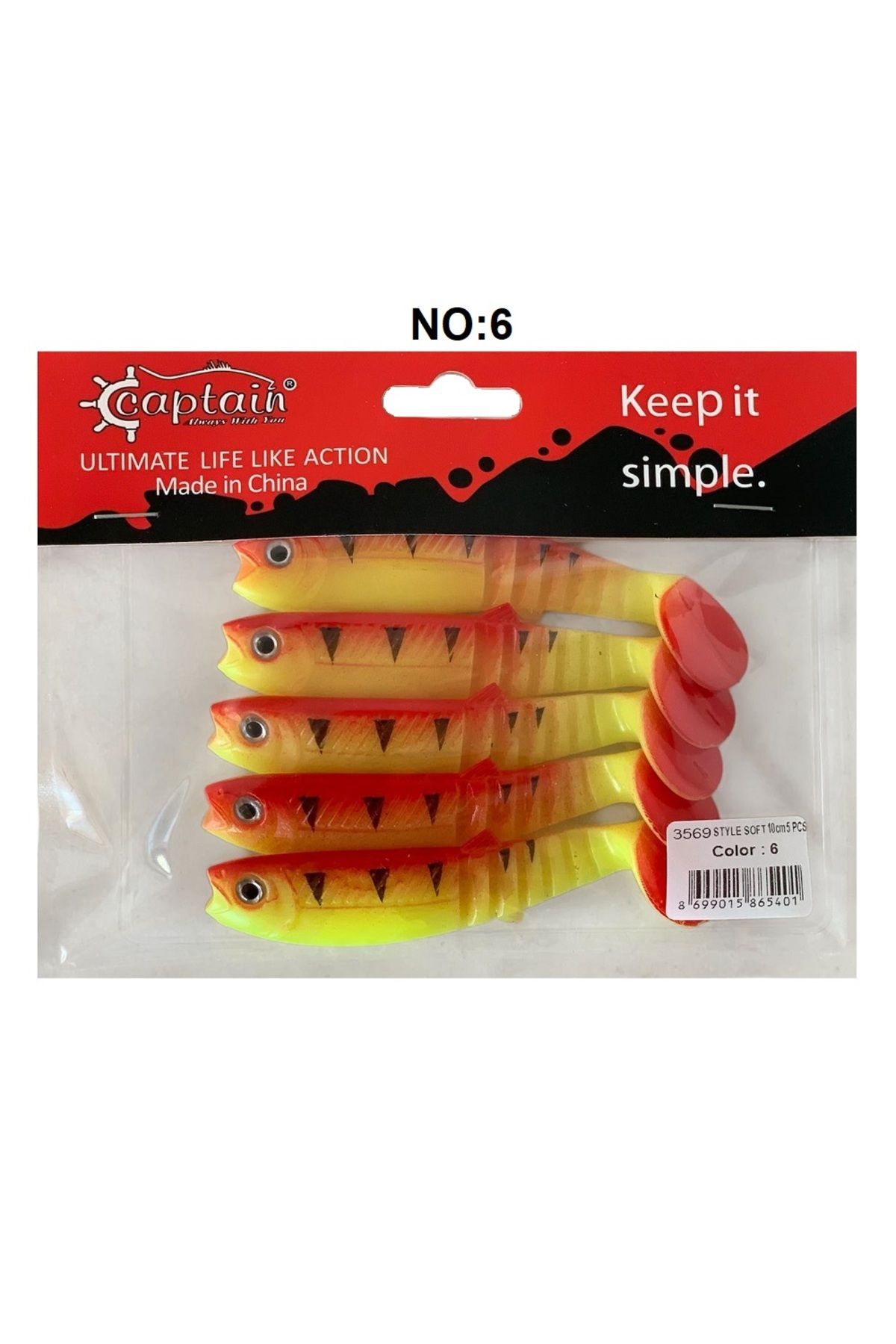 CAPTAIN 3569 Style Soft 10cm 10.3gr Silikon Yem 5'li Paket No:6