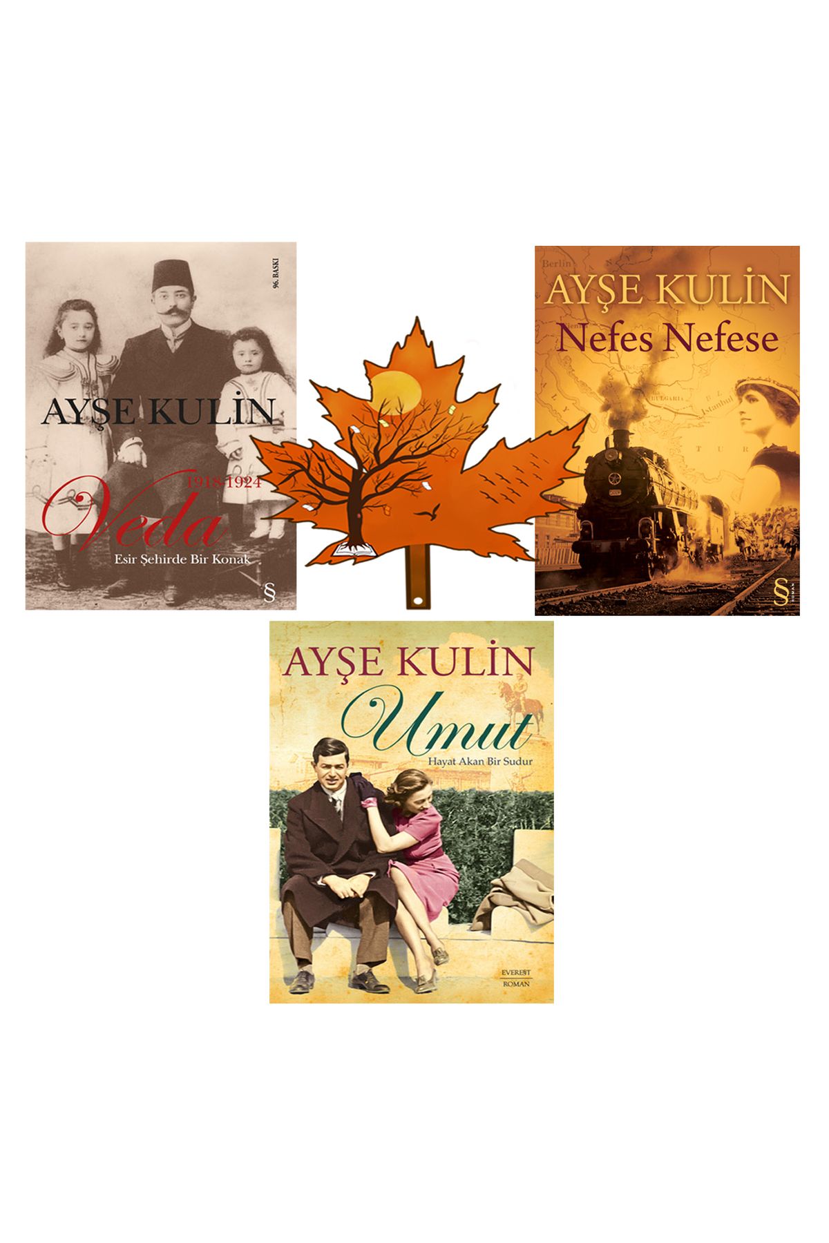 Everest Yayınları ayşe kulin - veda - ayşe kulin nefes nefese - umut - 3 kitap ve kitap ayracı