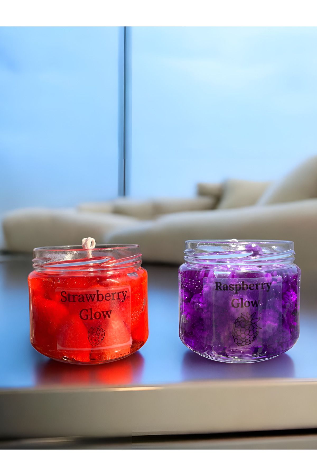 LUMİNARY CANDLE 2'li Çilek ve Ahududulu Jel Mum Seti