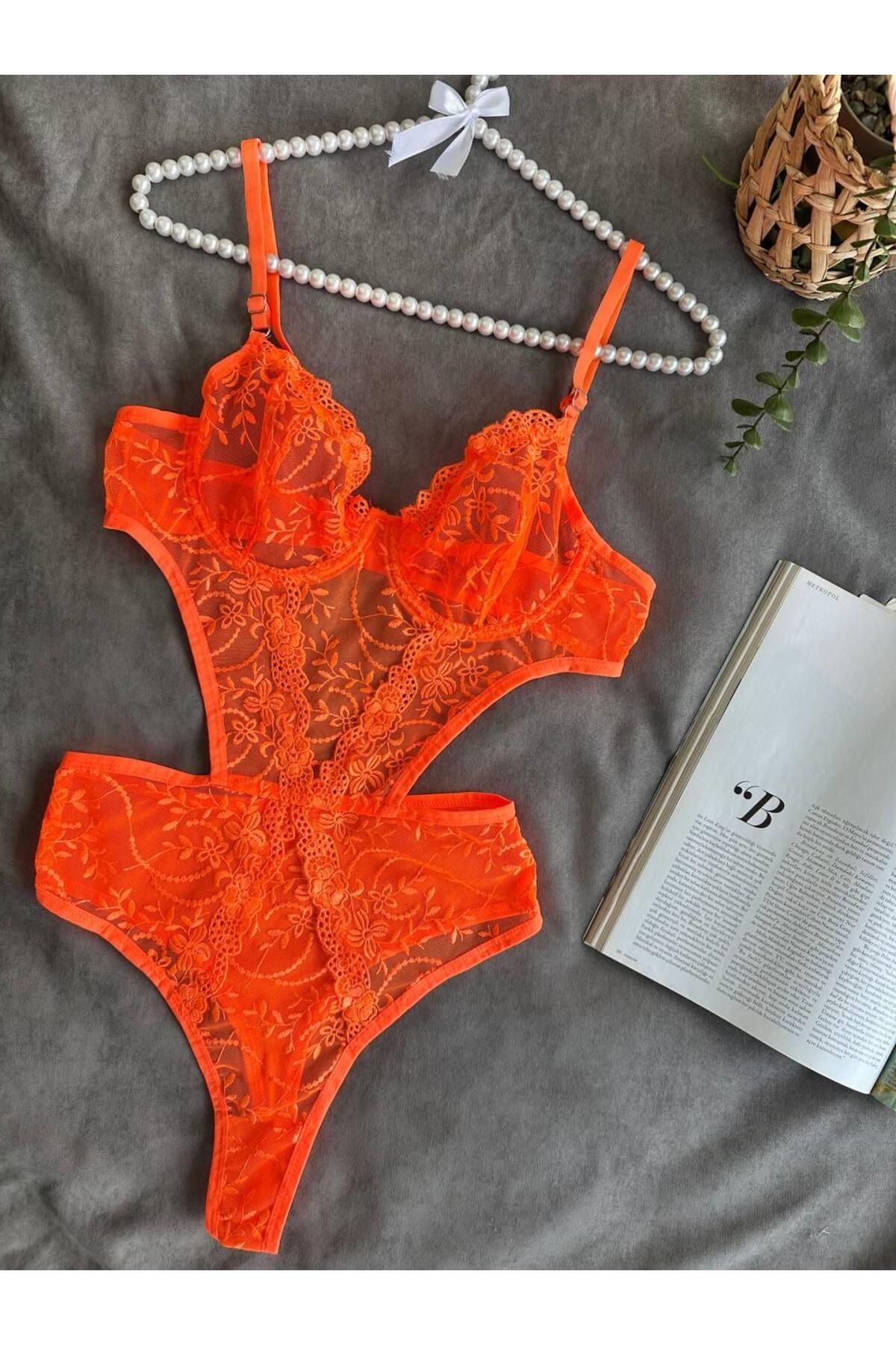 Mulvix Mulvxbrf Brf02 Çiçek Desenli Turuncu Bodysuit (Mulvix)