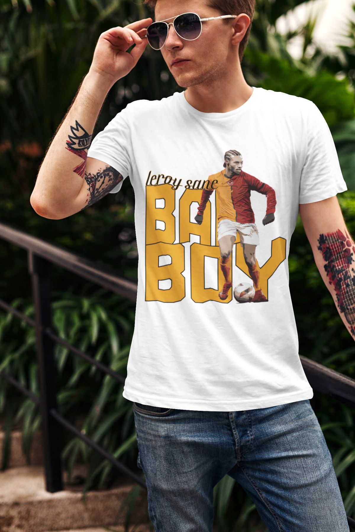 Biy Store Leroy Sane fotoğraflı futbol forma baskılı unisex kısa kollu erkek tişört kadın t-shirt
