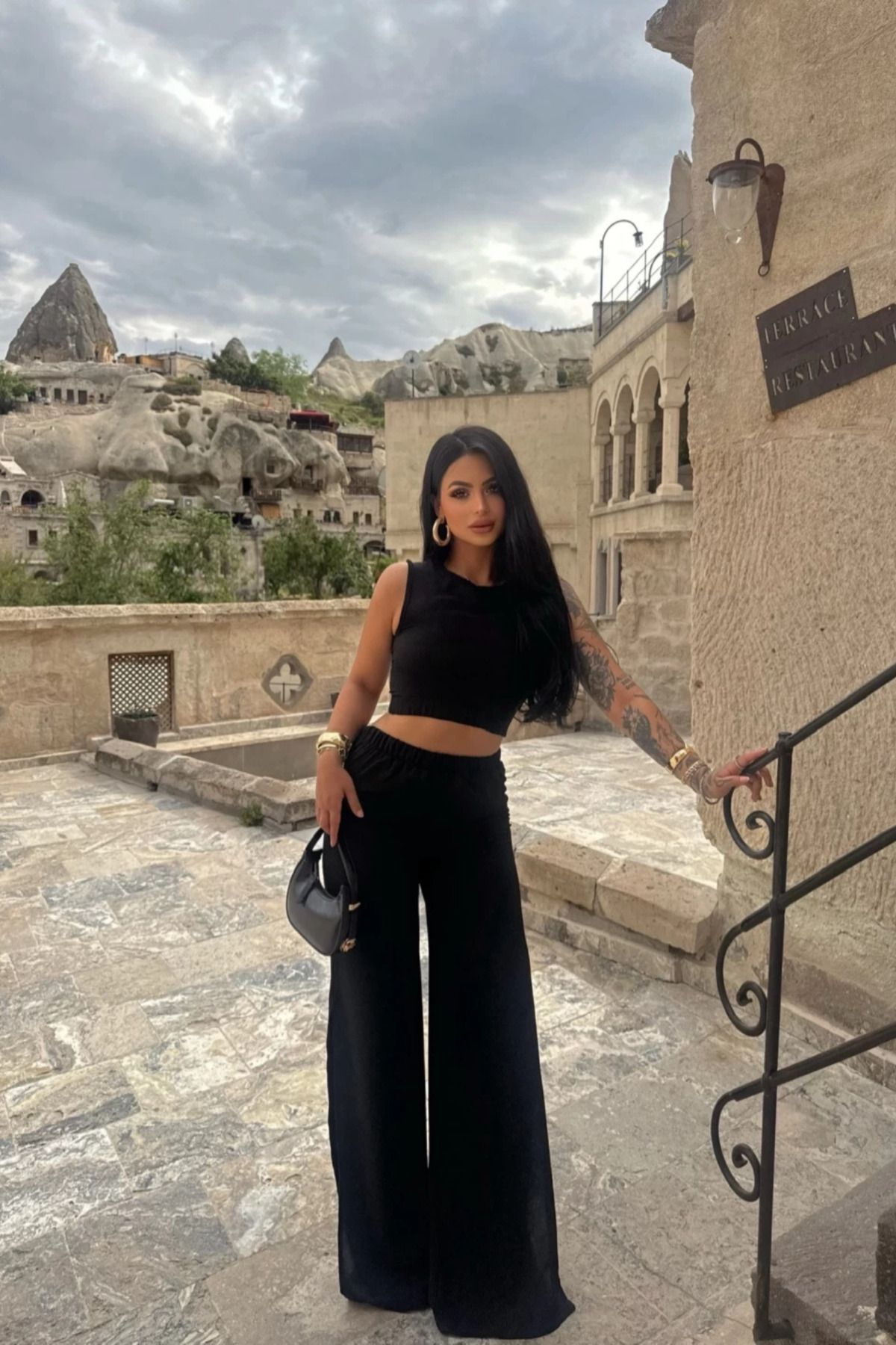 Siner Fashion Kadın Bluz Yırtmaçlı Pantolon Alt Üst Takım