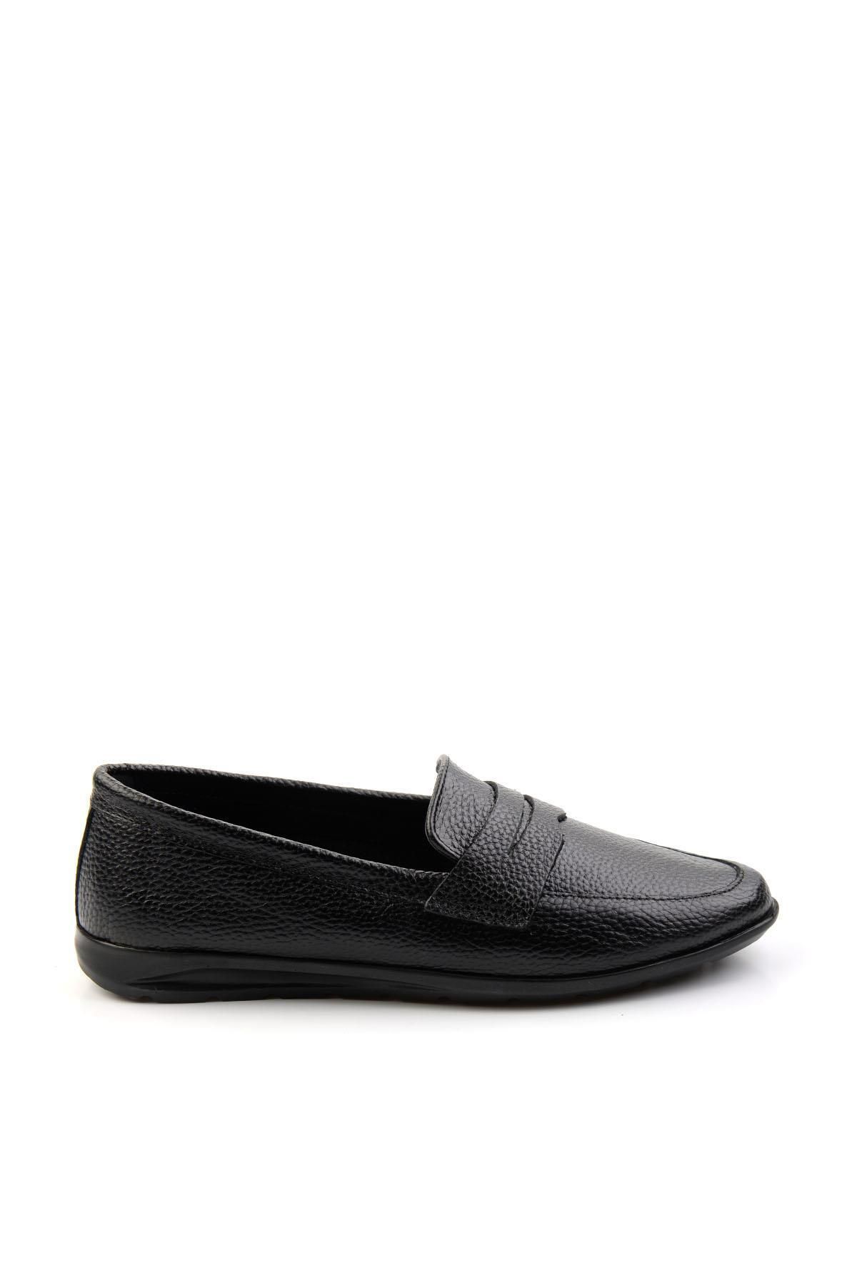 Bambi-Μαύρα Δερμάτινα Γυναικεία Loafer Παπούτσια K01718110303 1