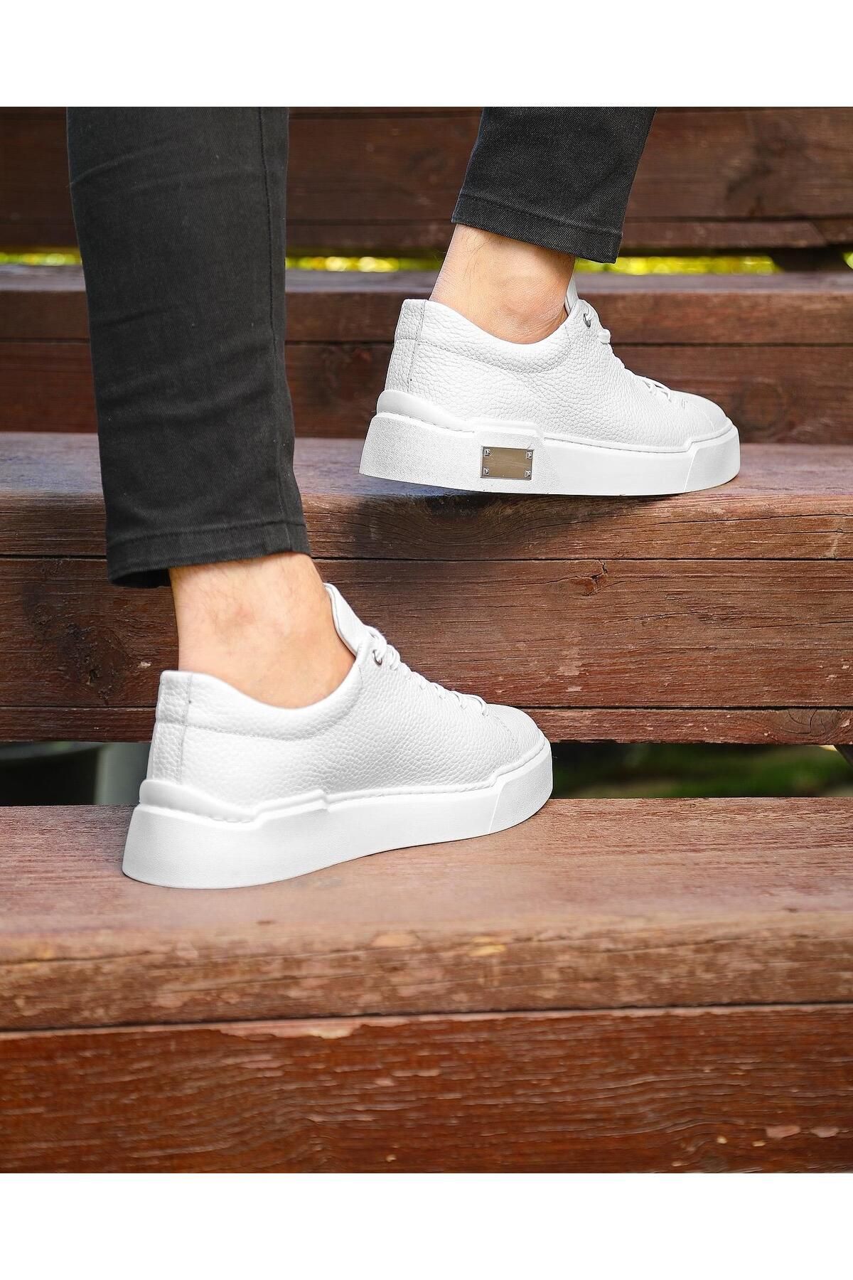 ByItallanoshoes WHİTE ARTUK 1216 HAKİKİ DERİ GÜNLÜK ERKEK SNEAKER AYAKKABI
