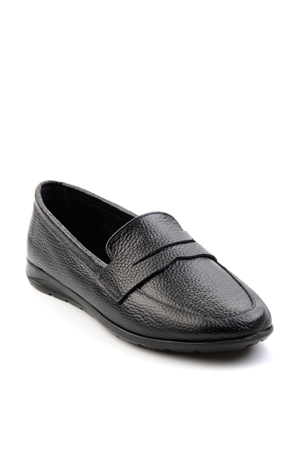 Bambi-Μαύρα Δερμάτινα Γυναικεία Loafer Παπούτσια K01718110303 2