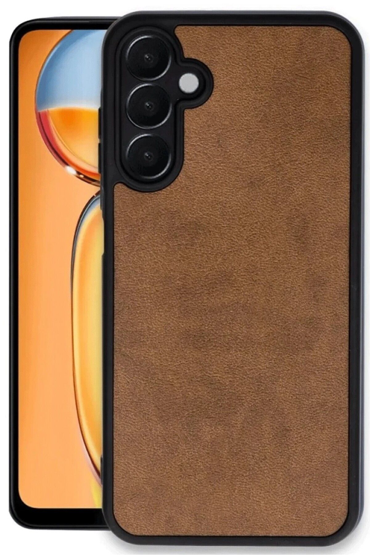 AKSEFİZZ Samsung Galaxy A15 Uyumlu Kılıf Elden Kaymayan Sade Deri Tasarımlı Kapak