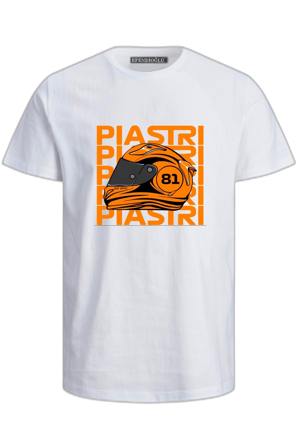 Efendioğlu Design Oscar Piastri baskılı f1 pamuklu tshirt