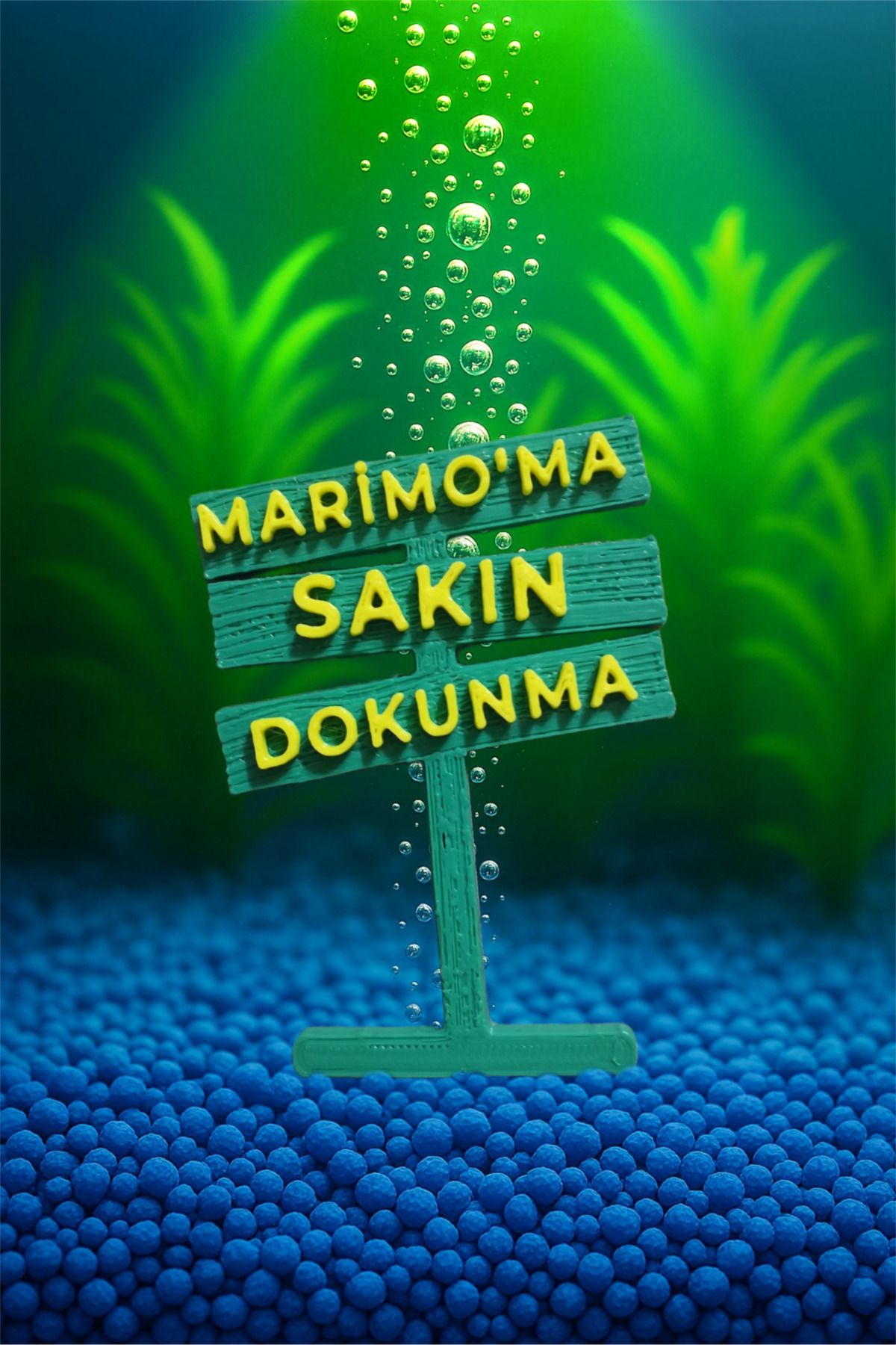 MDİZMİR Marimo'ma Dokunma Dekoru ( Yeşil Renk ) Marimo Şans Yosunu Yosun Topu Marimo Moss