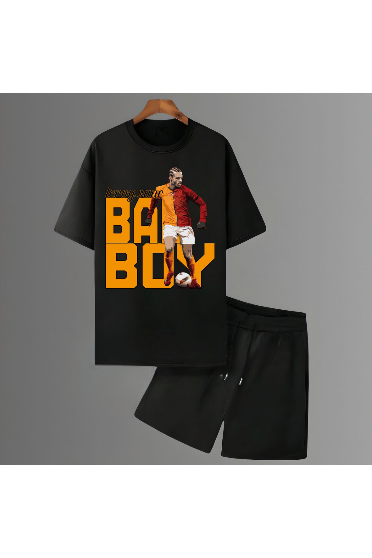 Biy Store Leroy Sane görsel futbol forma baskılı unisex kısa kollu erkek tişört kadın t-shirt şort takımı
