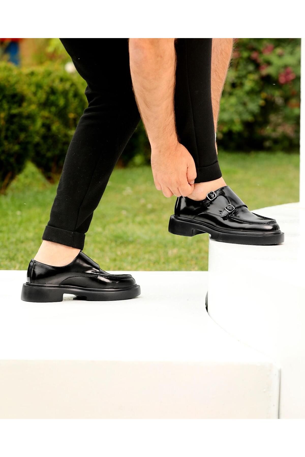 ByItallanoshoes BLACK GİYA 2009 HAKİKİ DERİ GÜNLÜK ERKEK KLASİK AYAKKABI