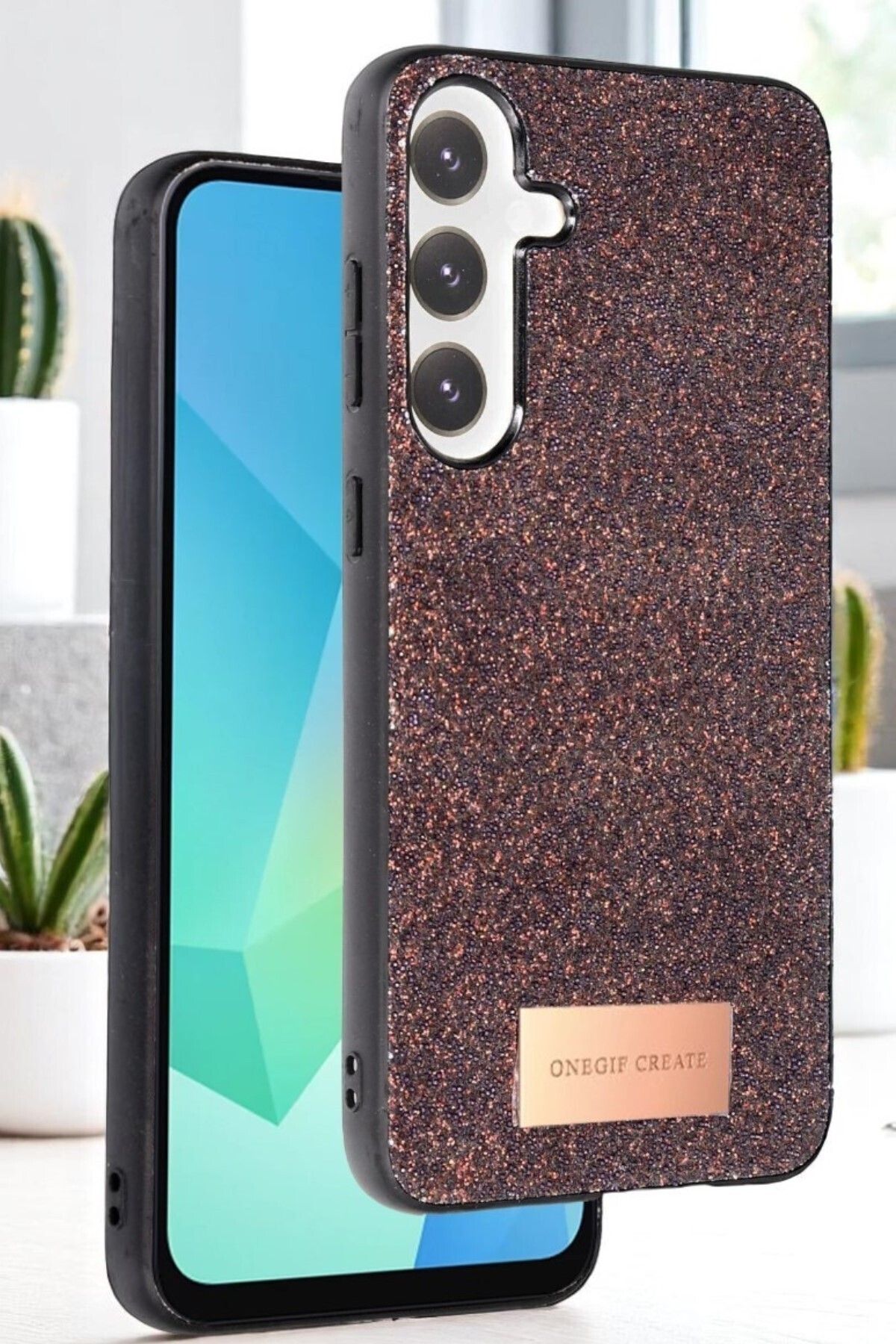 AKSEFİZZ Samsung Galaxy A25 Uyumlu Kılıf Göz Alıcı Simli Tasarımlı Korumalı Kapak