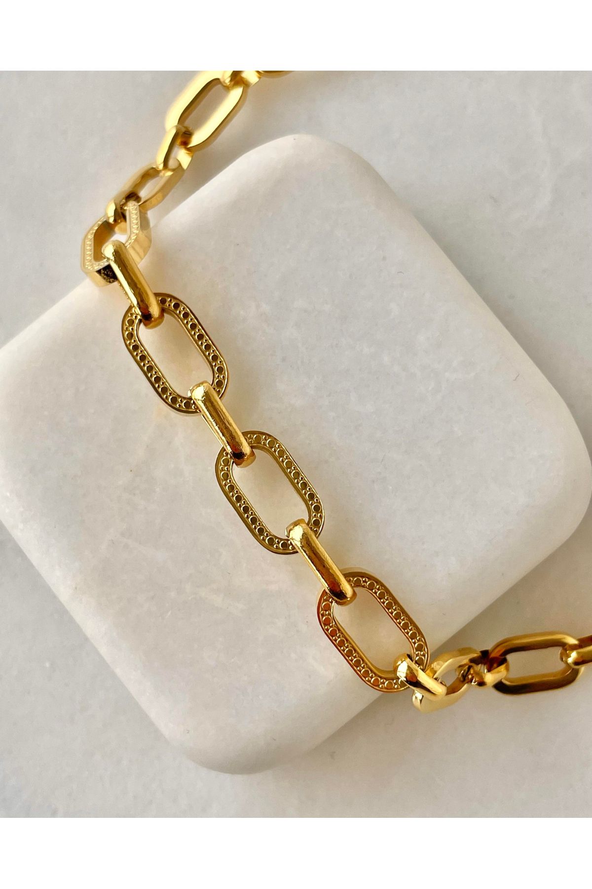 HND collection Çelik Oval Halkalı Bileklik Modern ve Zamansız Zincir Tasarımı