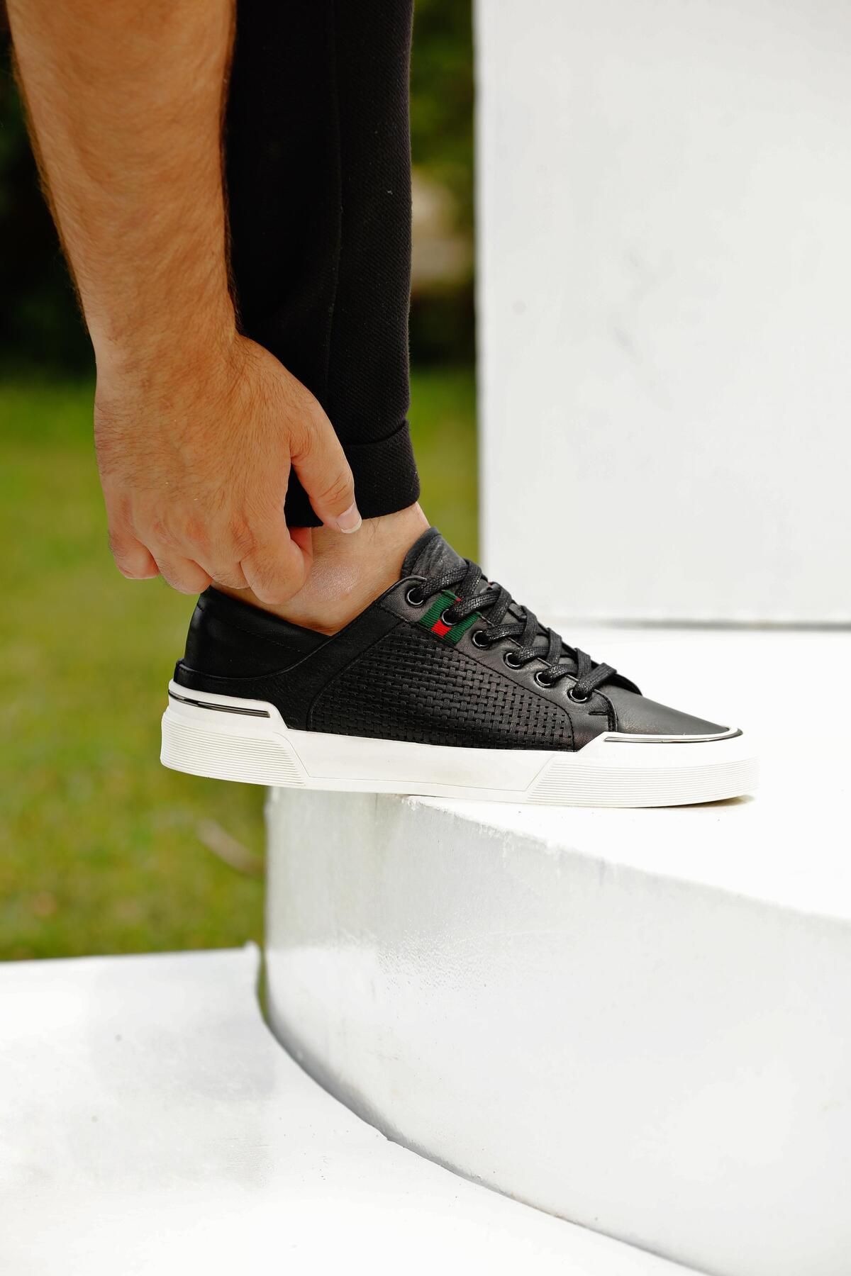 ByItallanoshoes BLACK RENAS 0133 HAKİKİ DERİ GÜNLÜK ERKEK SNEAKER AYAKKABI