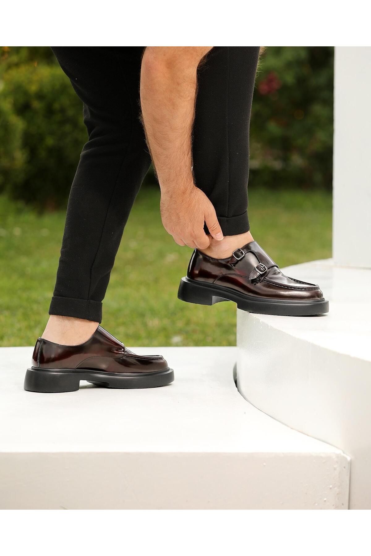 ByItallanoshoes CLARET RED GİYA 2009 HAKİKİ DERİ GÜNLÜK ERKEK KLASİK AYAKKABI