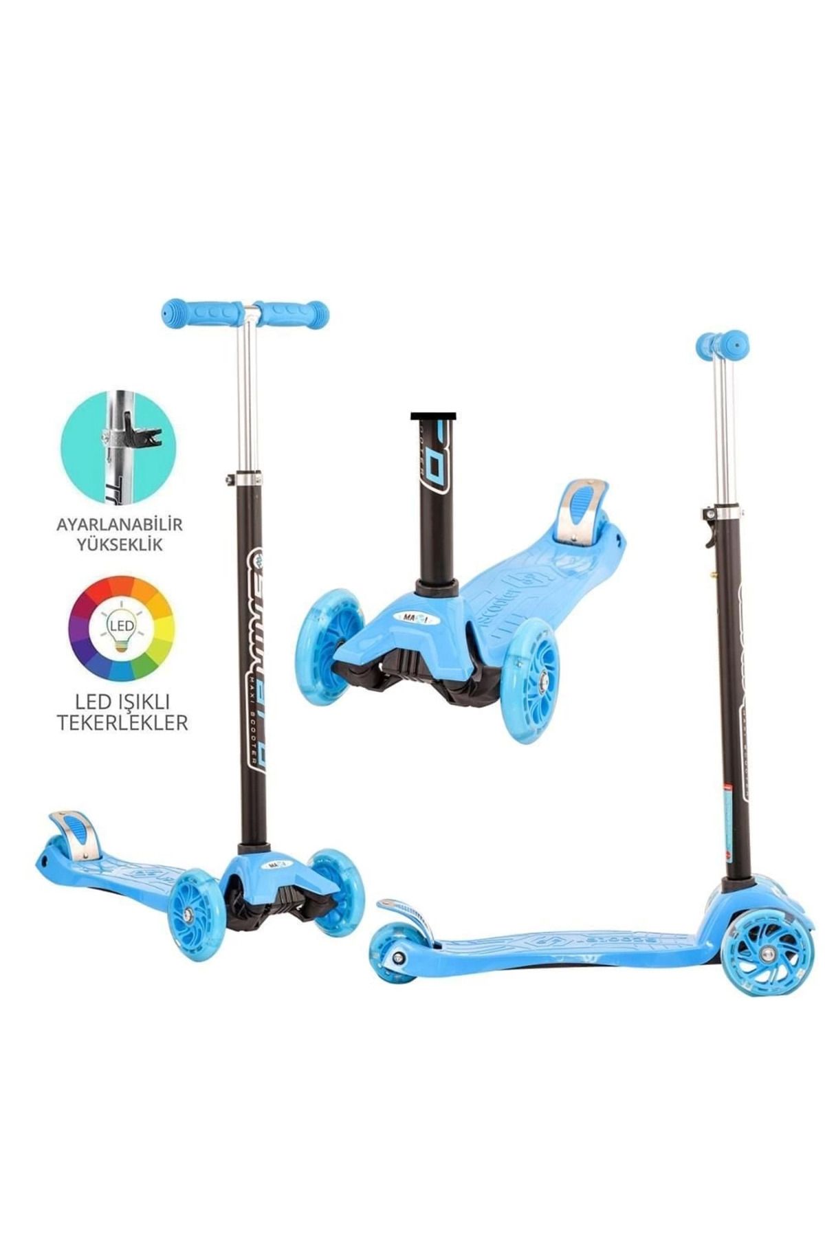 MELFSHOP Mavi Twist Işıklı Scooter Kırmızı