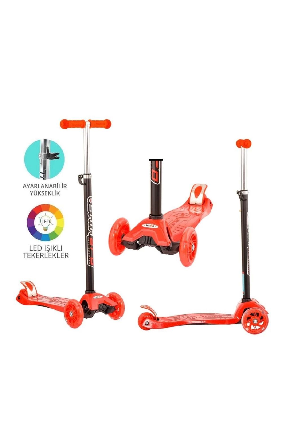 MELFSHOP Torutoys Kırmızı Twist Işıklı Scooter Kırmızı