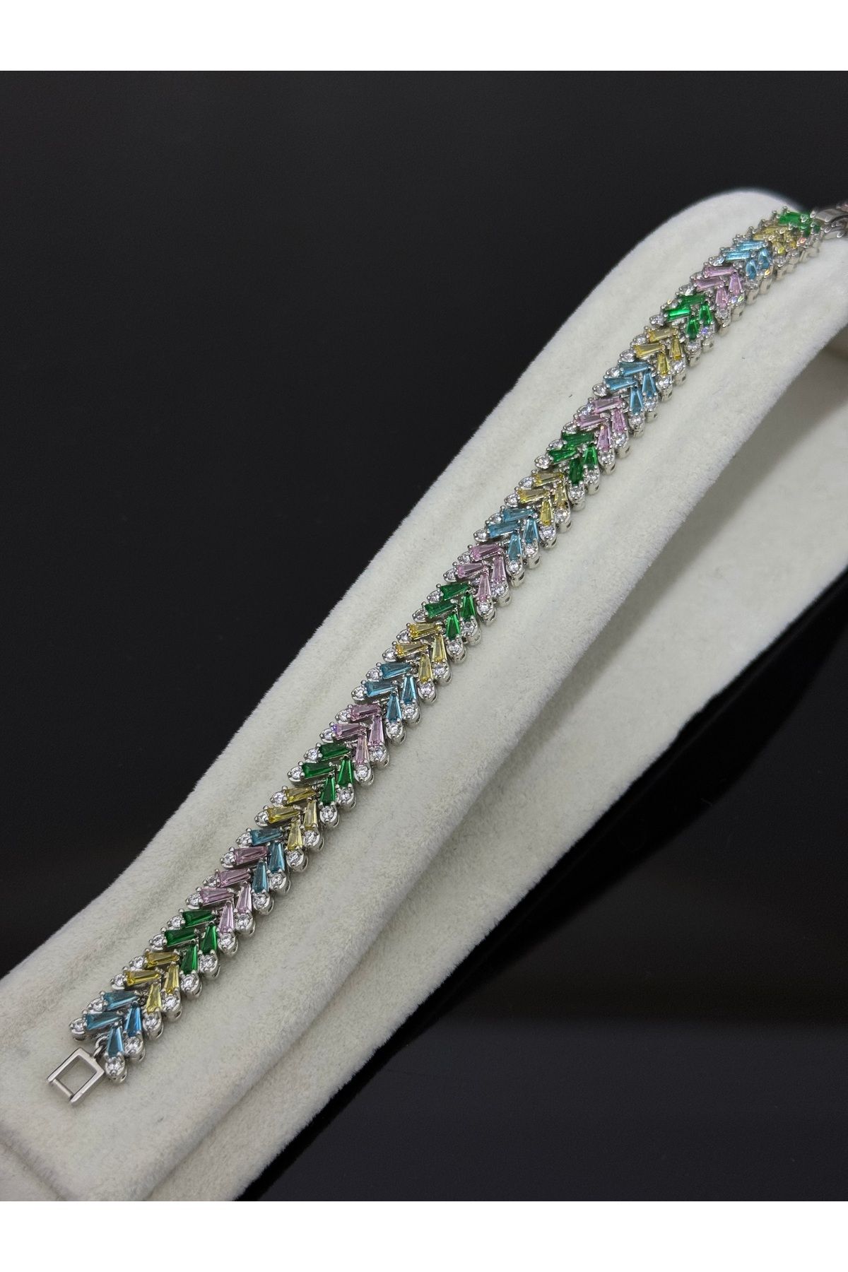 XUPING JEWELRY 316L renkli zirkon taşlı çelik bileklik paslanmaz kararmaz