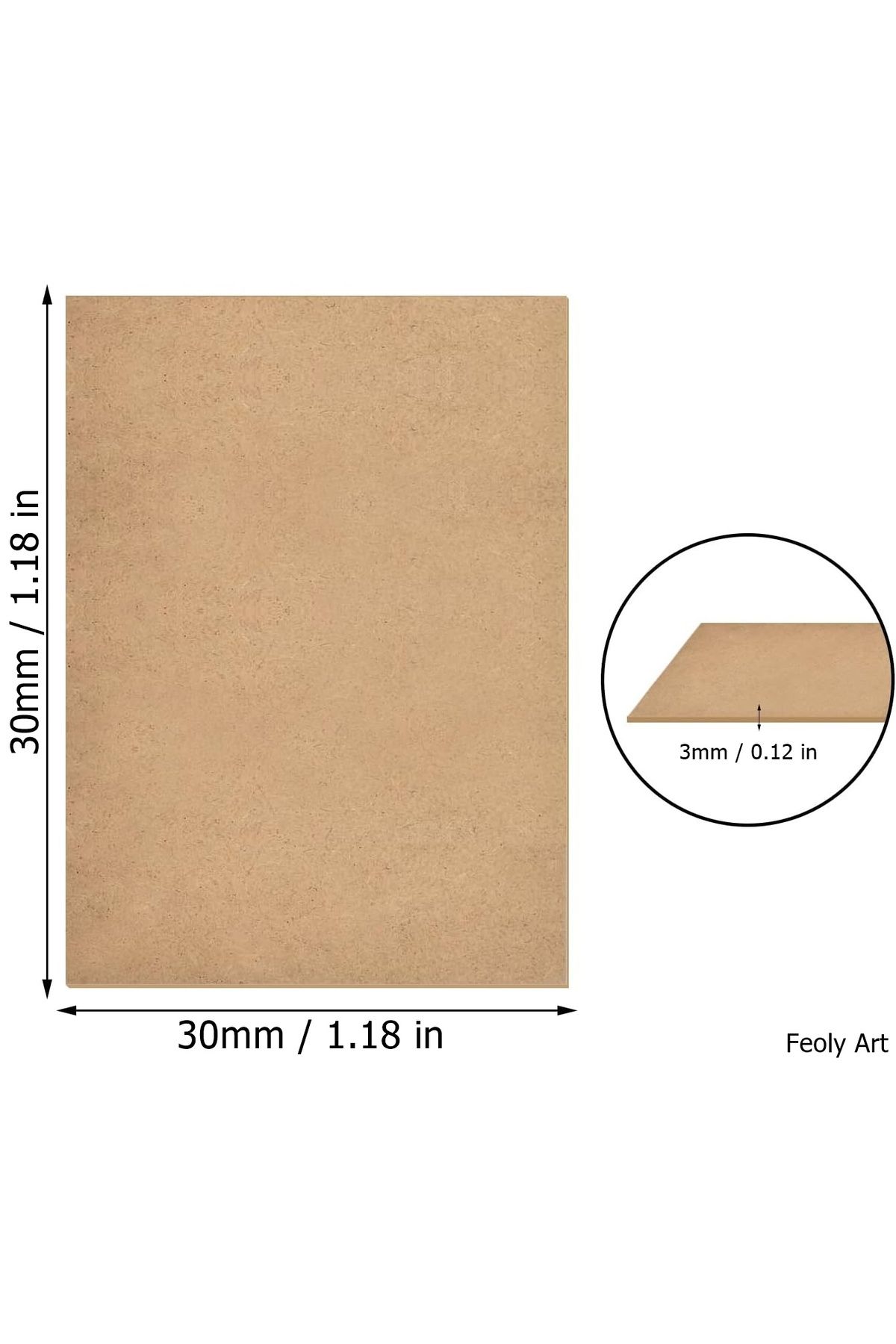Feoly Art 3 mm 30x30 MDF Plaka (10 ADET) - Hobi, Maket, Ahşap El Sanatları İçin Uygun (10`lu Paket)