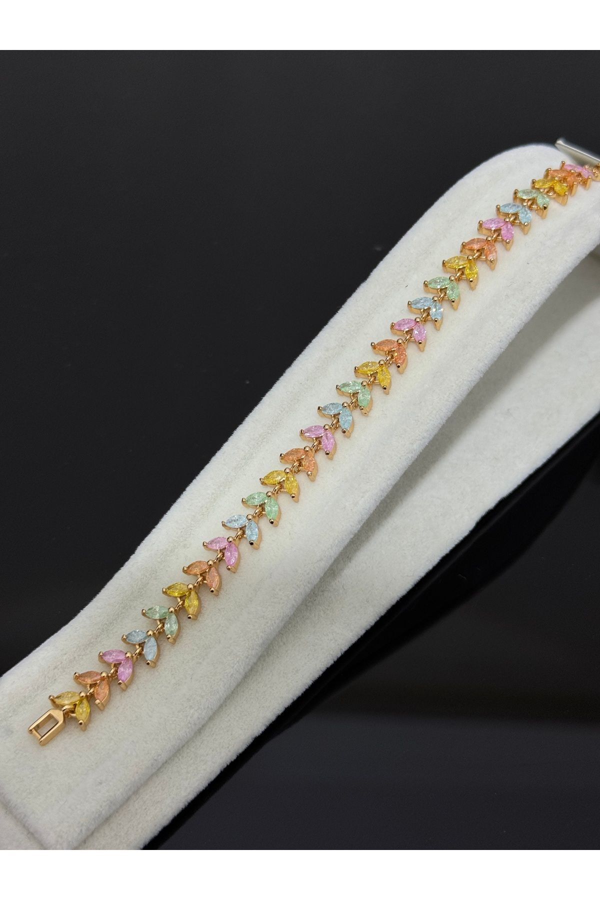 XUPING JEWELRY 18K renkli zirkon taşlı çelik bileklik paslanmaz kararmaz