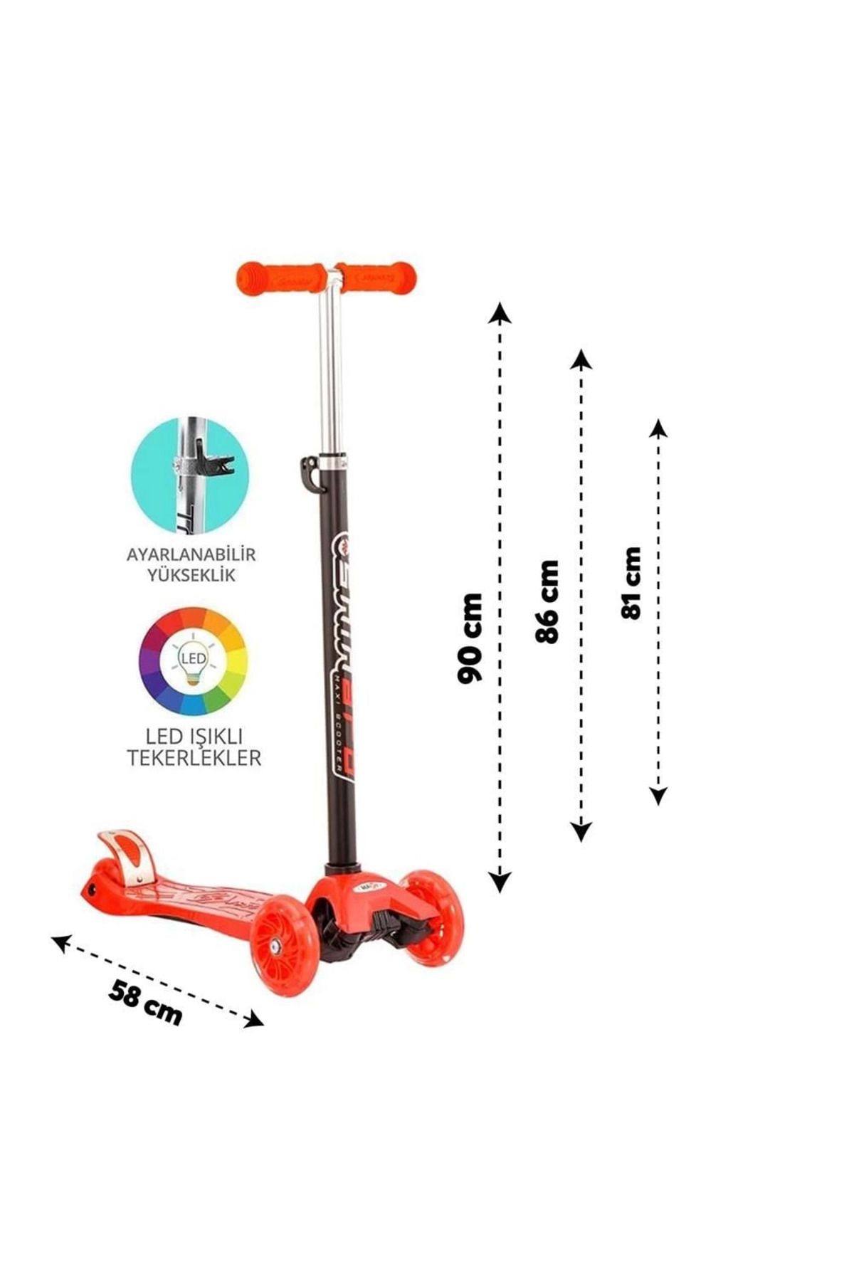 yusuftex Torutoys Kırmızı Twist Işıklı Scooter Kırmızı