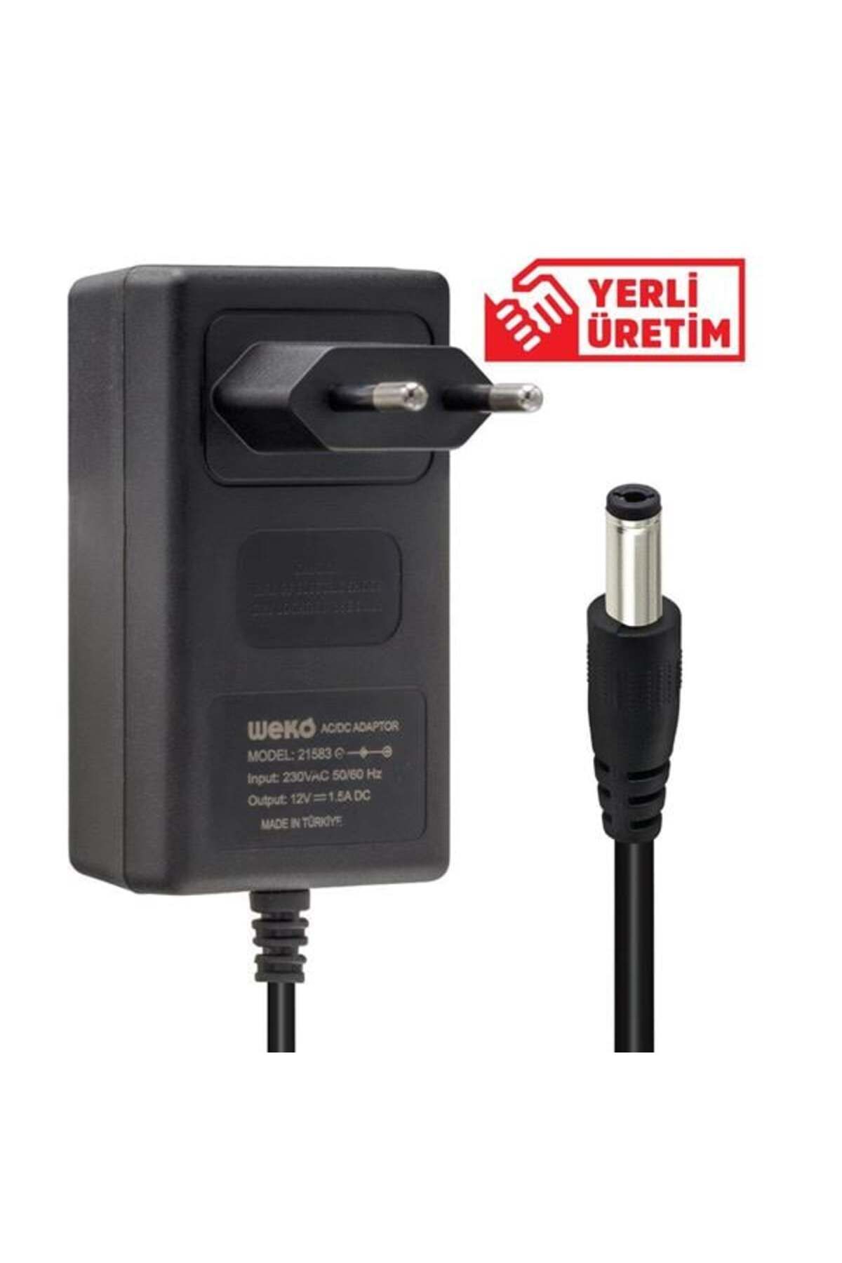 Roses Store Weko 12 Volt - 1.5 Amper 5.5*2.5 Uçlu Yerli Üretim Plastik Kasa Priz Tipi Adaptör
